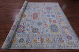Blue Turkish Oushak Hand Knotted Wool Rug - 9' 2" X 11' 10" - Golden Nile