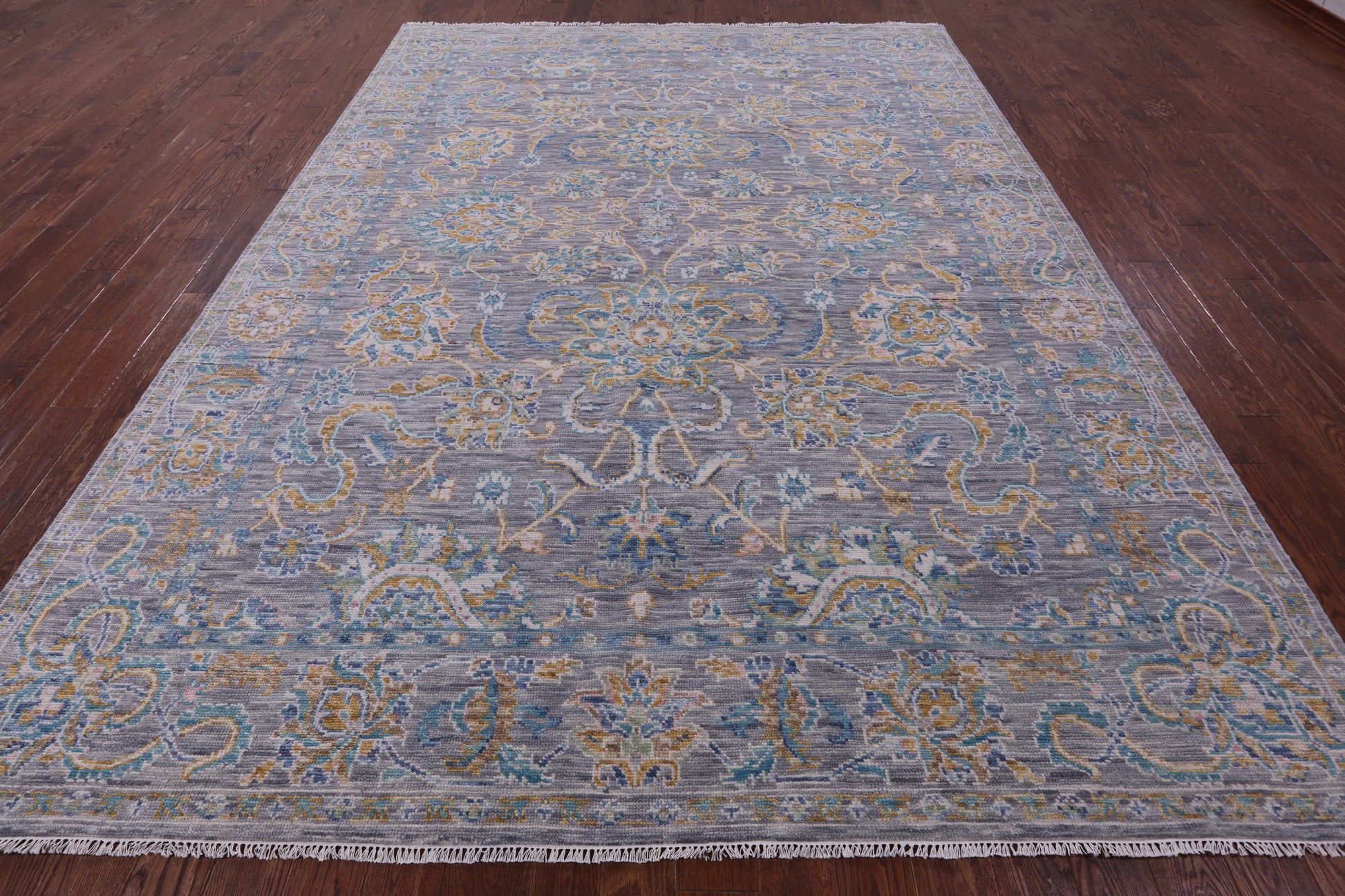 Grey Persian Tabriz Handmade Wool Rug - 9' 0" X 12' 3" - Golden Nile
