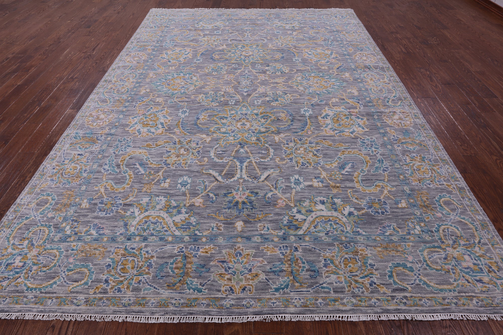 Grey Persian Tabriz Handmade Wool Rug - 9' 0" X 12' 3" - Golden Nile