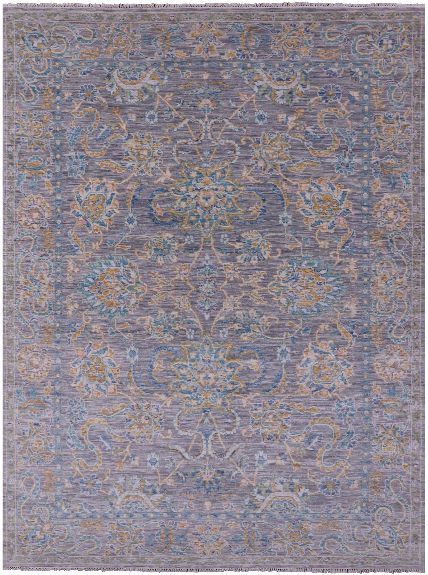 Grey Persian Tabriz Handmade Wool Rug - 9' 0" X 12' 3" - Golden Nile