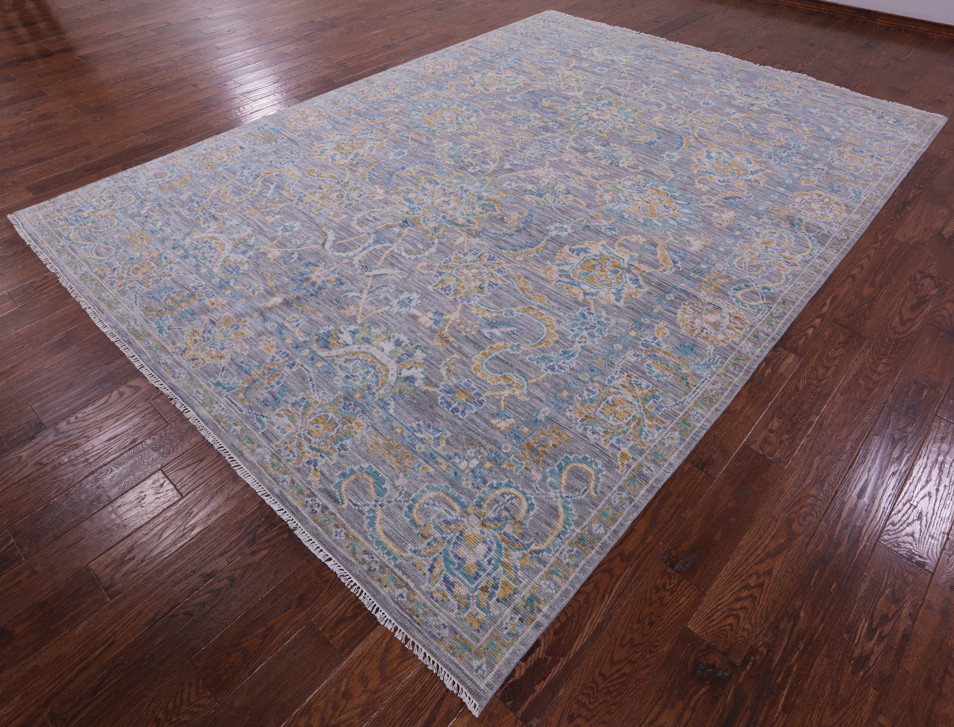 Grey Persian Tabriz Handmade Wool Rug - 9' 0" X 12' 3" - Golden Nile