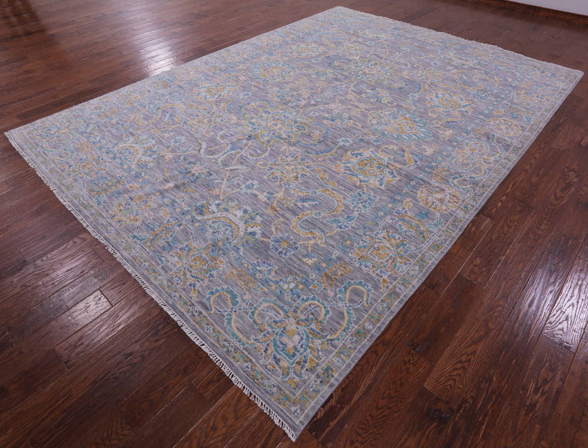 Grey Persian Tabriz Handmade Wool Rug - 9' 0" X 12' 3" - Golden Nile