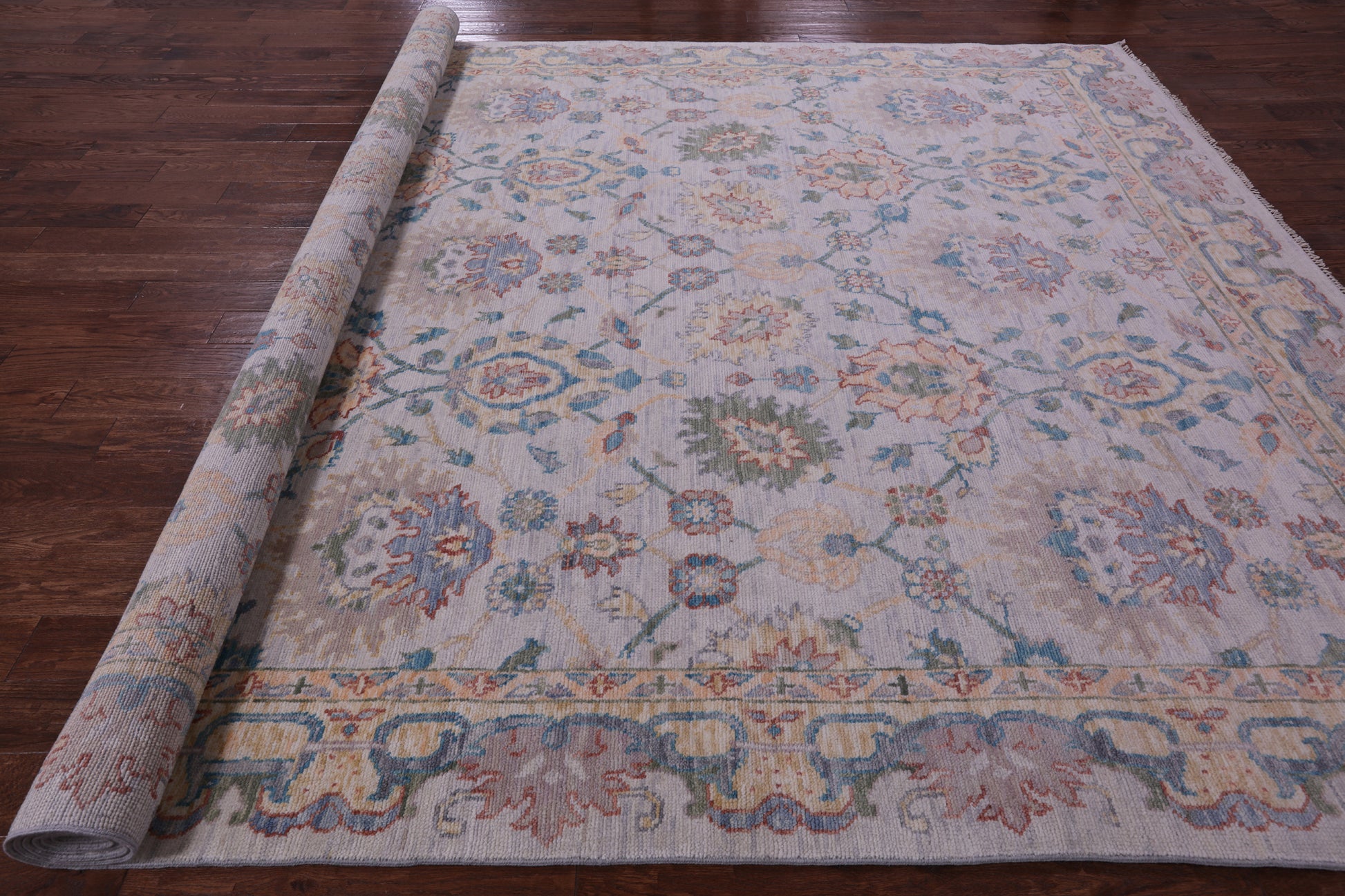 Grey Persian Tabriz Hand Knotted Wool Rug - 9' 10" X 14' 4" - Golden Nile