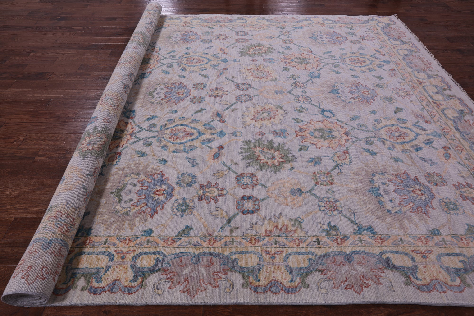Grey Persian Tabriz Hand Knotted Wool Rug - 9' 10" X 14' 4" - Golden Nile