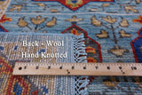 Blue Geometric Persian Mamluk Hand Knotted Wool Rug - 8' 0" X 9' 11" - Golden Nile