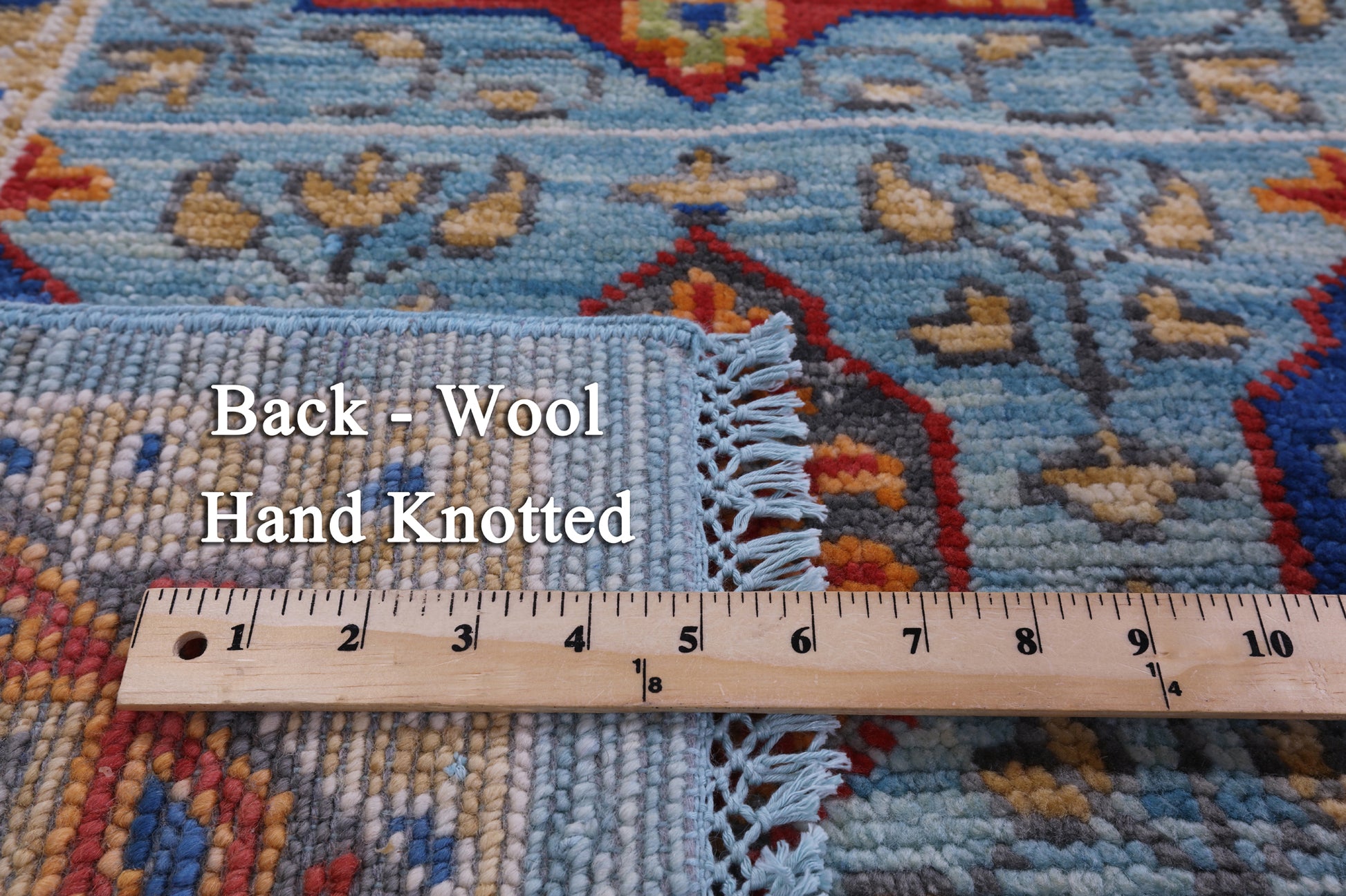 Blue Geometric Persian Mamluk Hand Knotted Wool Rug - 8' 0" X 9' 11" - Golden Nile