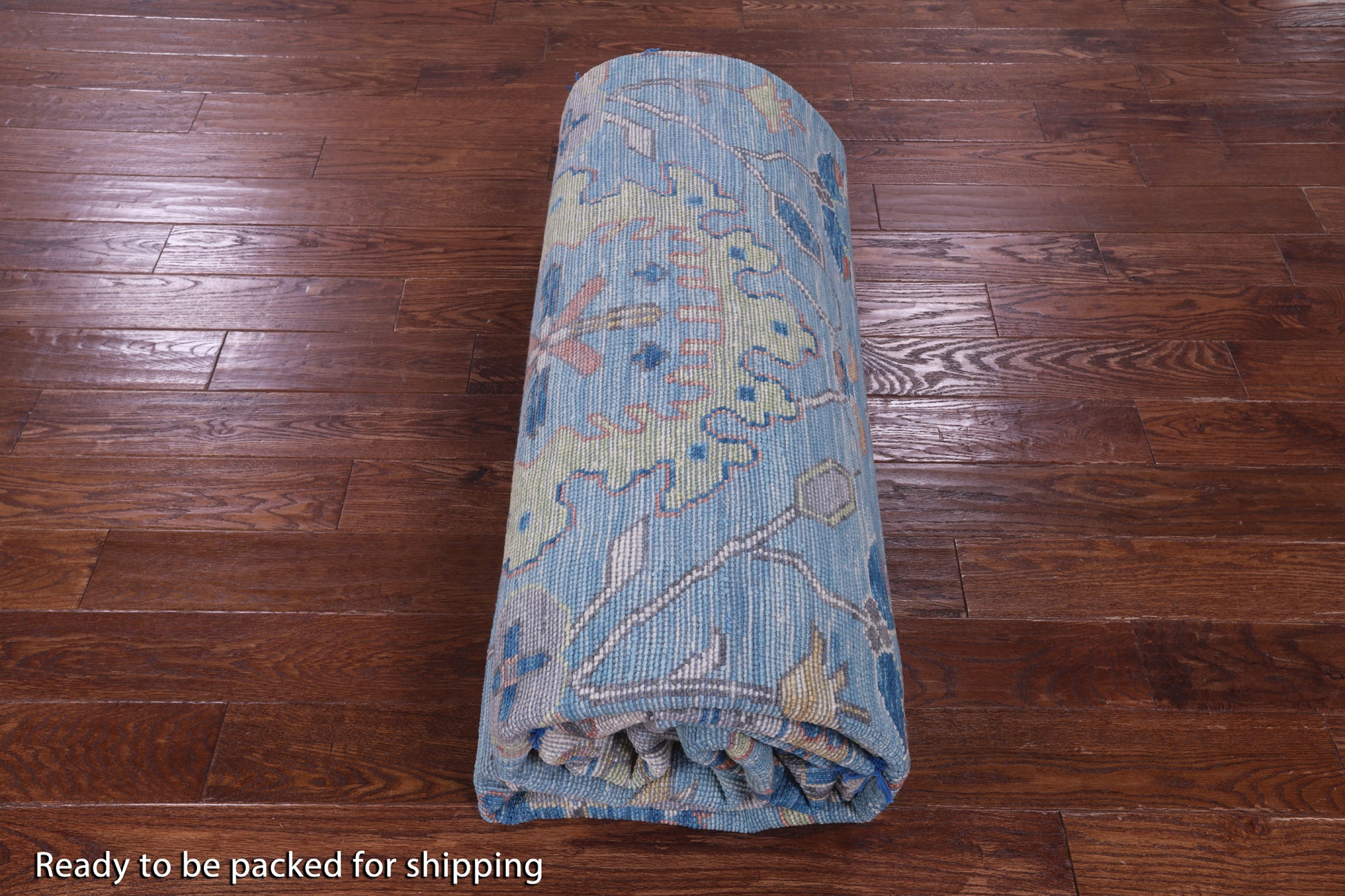 Blue Turkish Oushak Hand Knotted Wool Rug - 10' 1" X 14' 0" - Golden Nile