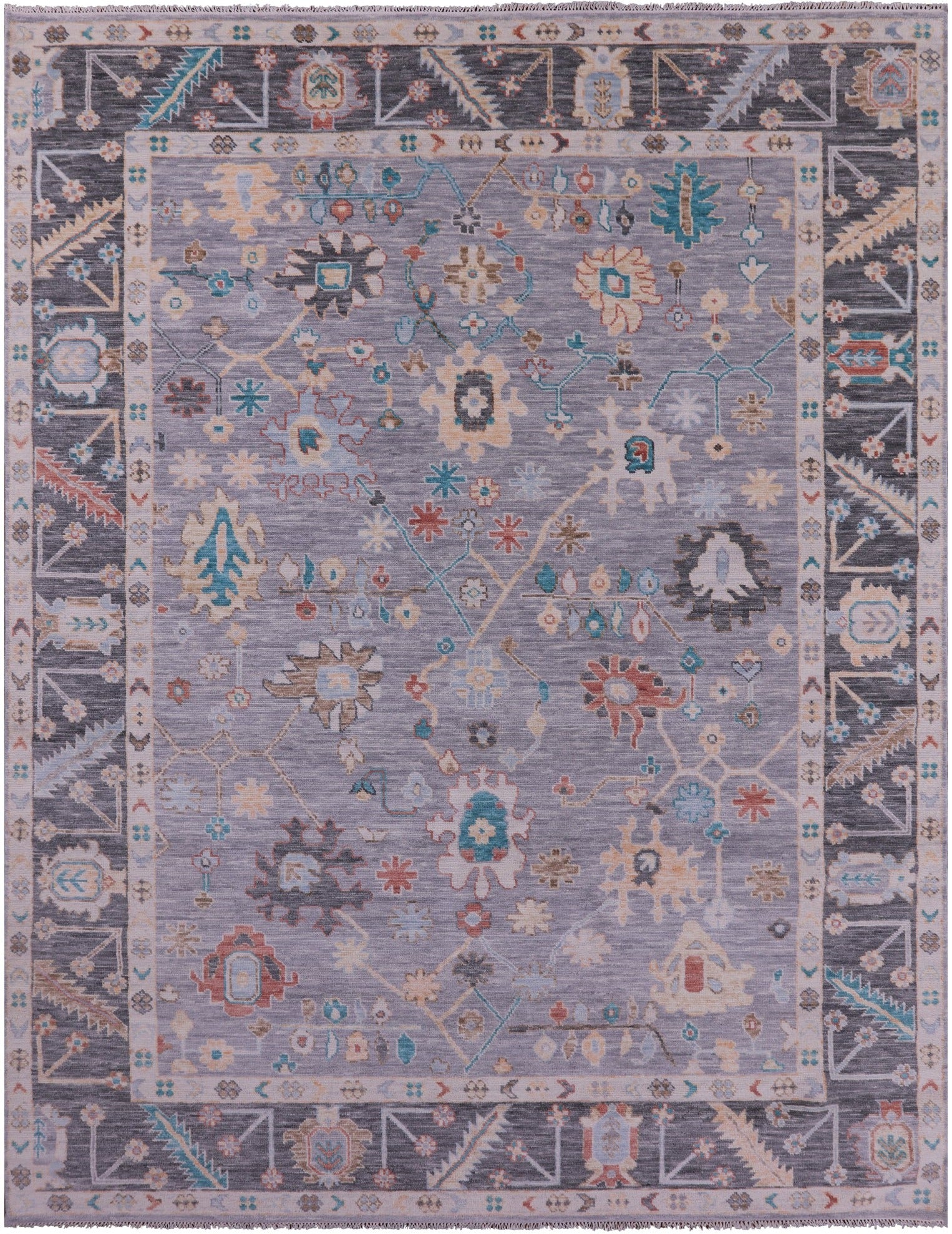 Grey Turkish Oushak Hand Knotted Wool Rug - 9' 0" X 11' 11" - Golden Nile