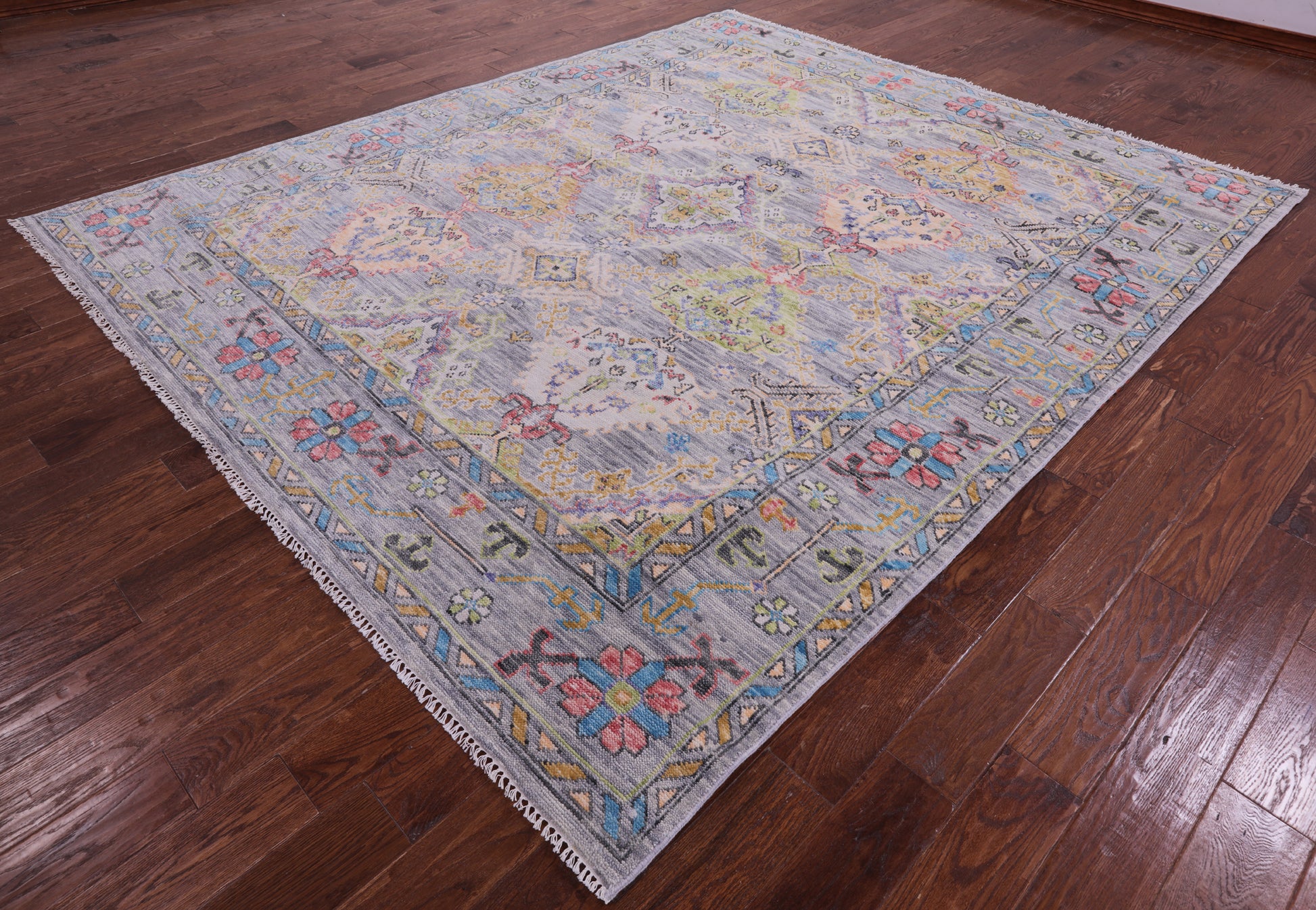 Grey Turkish Oushak Handmade Wool Rug - 8' 2" X 9' 11" - Golden Nile