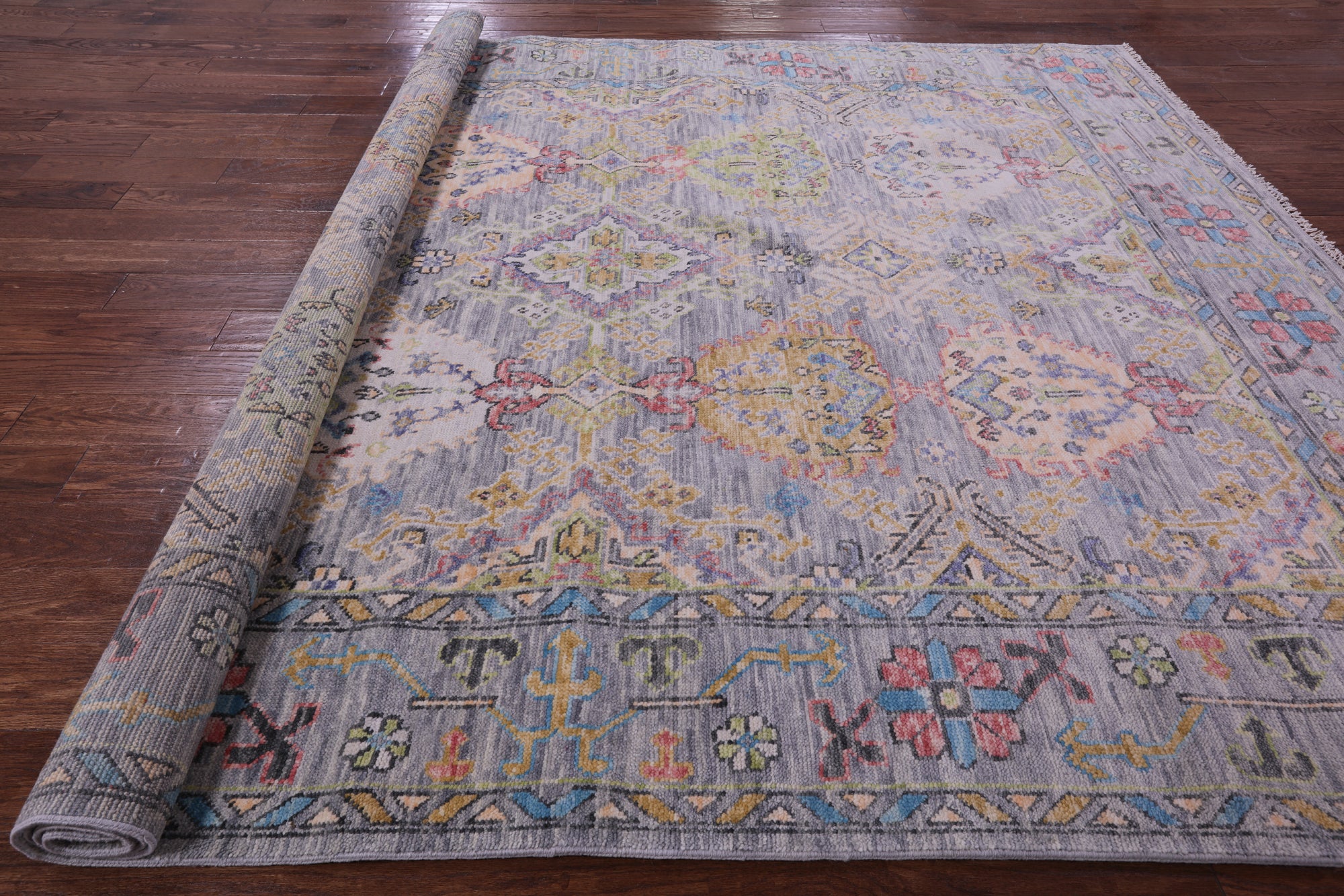 Grey Turkish Oushak Handmade Wool Rug - 8' 2" X 9' 11" - Golden Nile