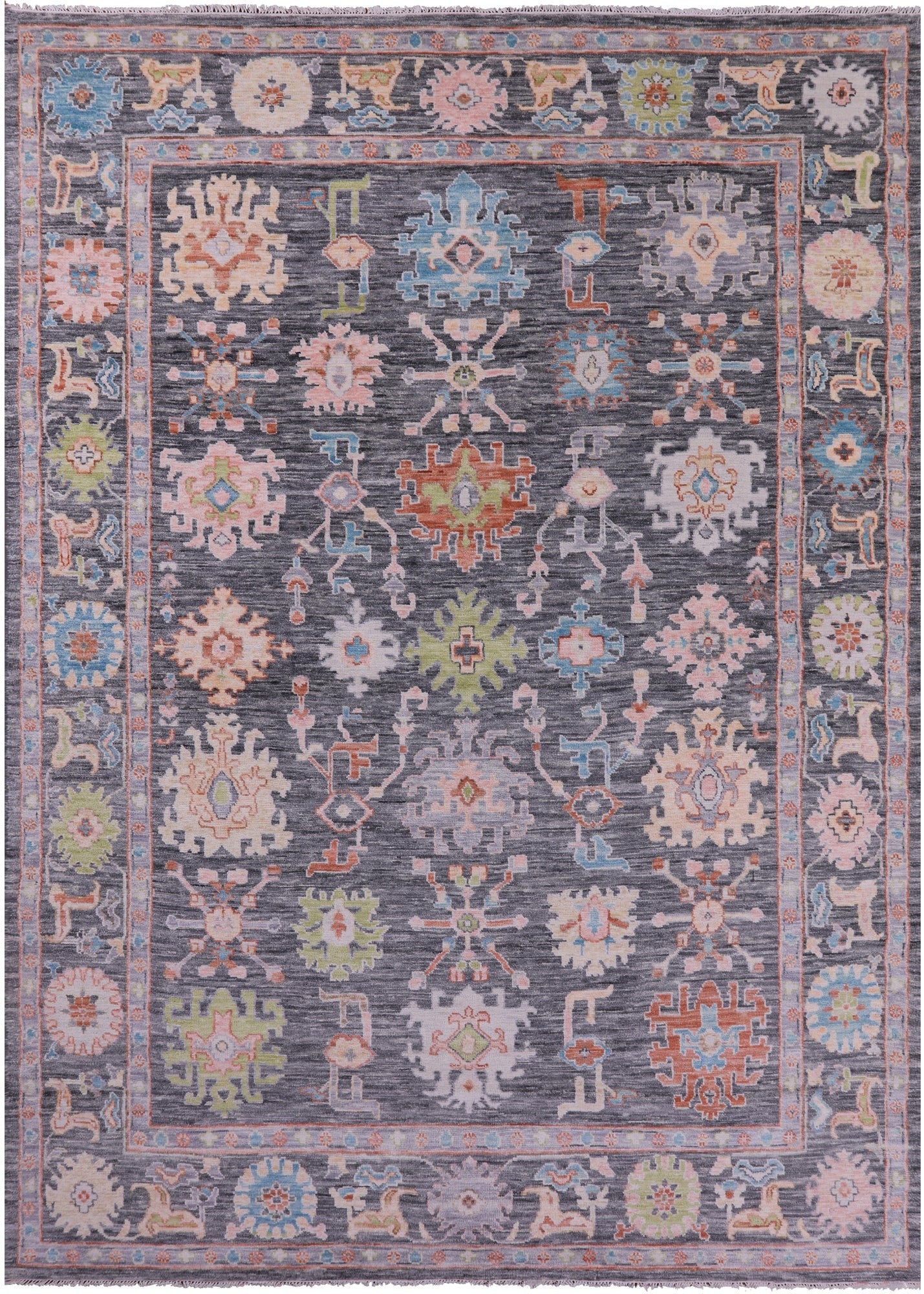 Grey Turkish Oushak Hand Knotted Wool Rug - 10' 0" X 13' 11" - Golden Nile
