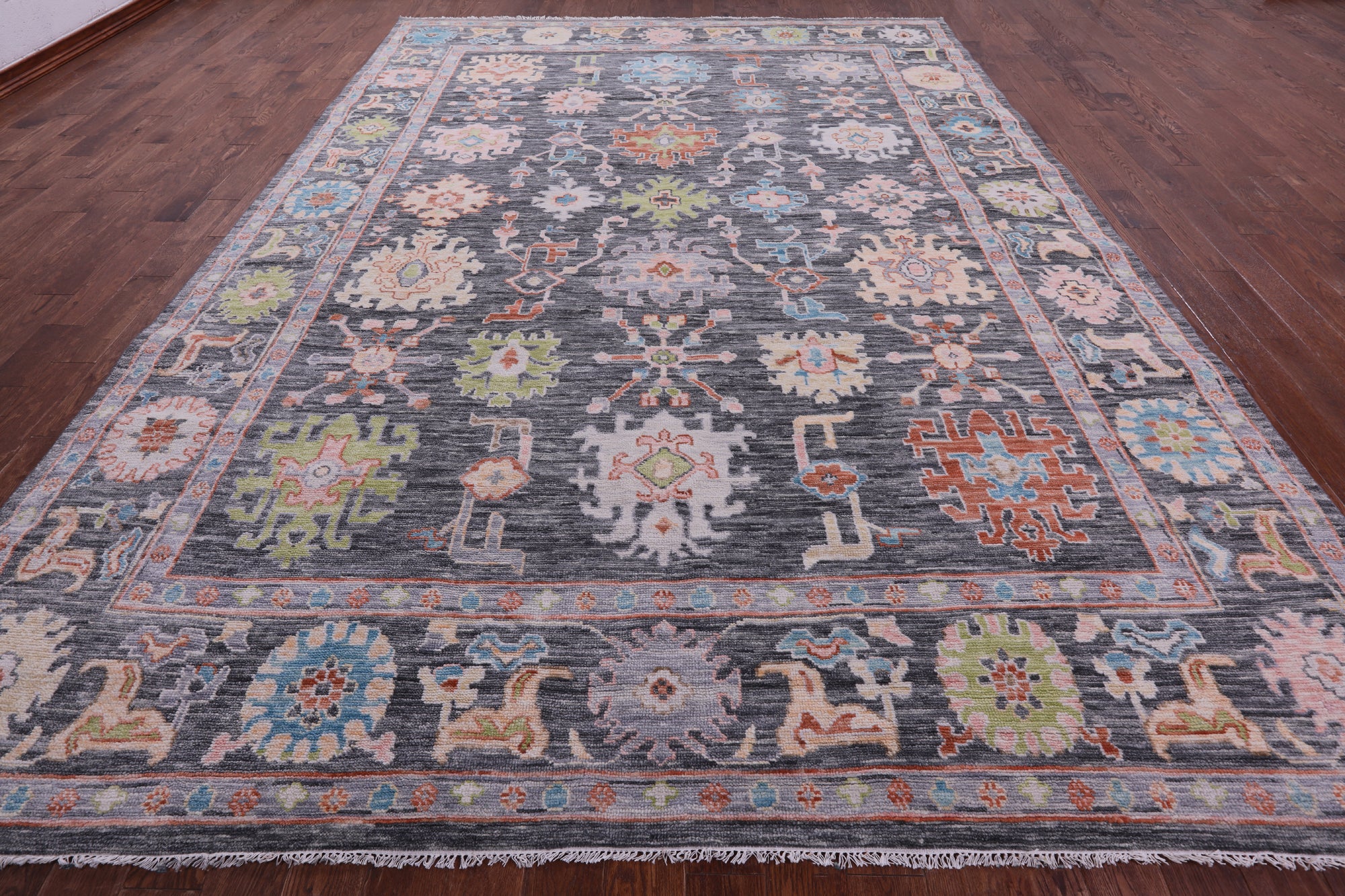 Grey Turkish Oushak Hand Knotted Wool Rug - 10' 0" X 13' 11" - Golden Nile