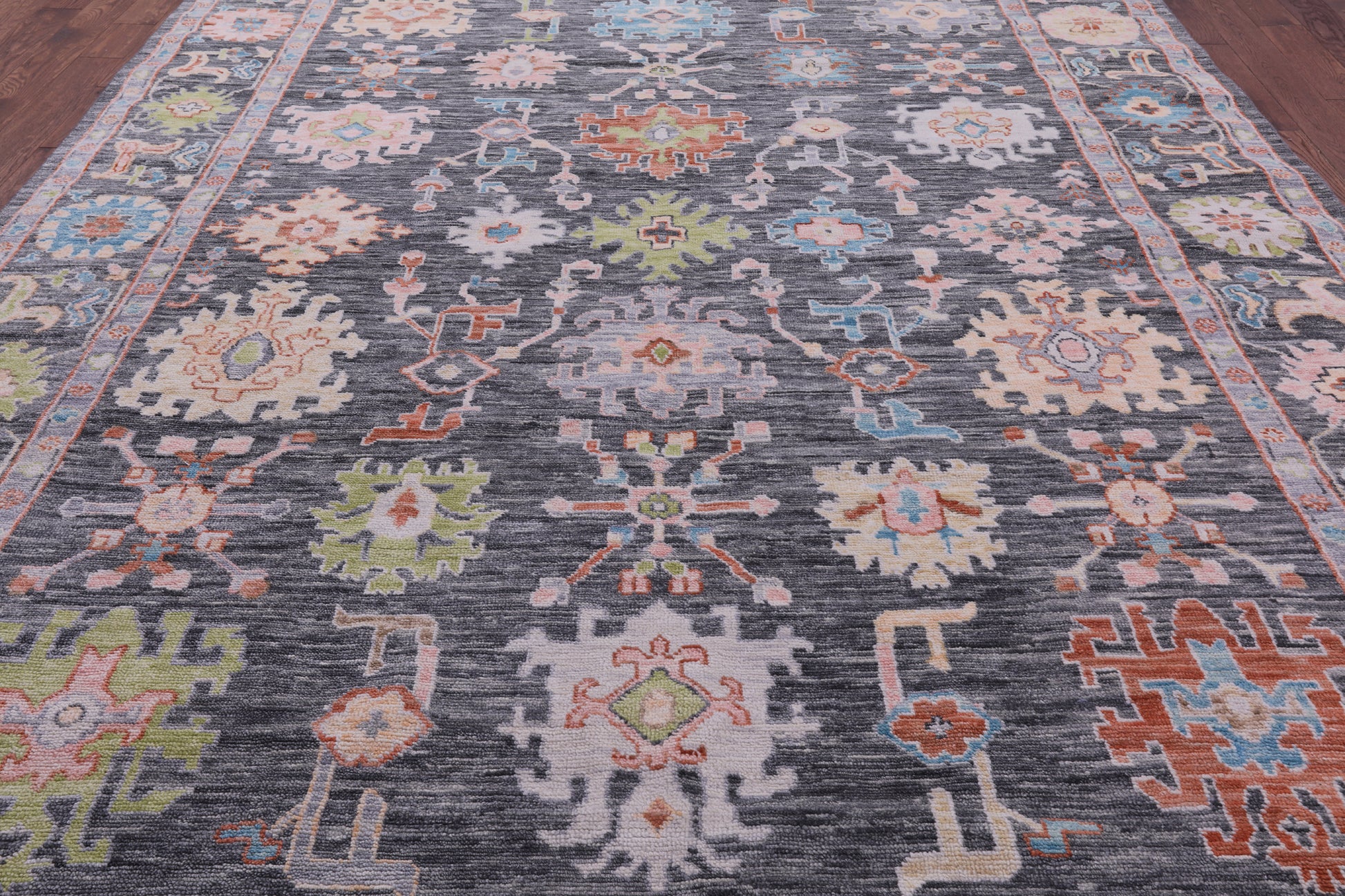 Grey Turkish Oushak Hand Knotted Wool Rug - 10' 0" X 13' 11" - Golden Nile
