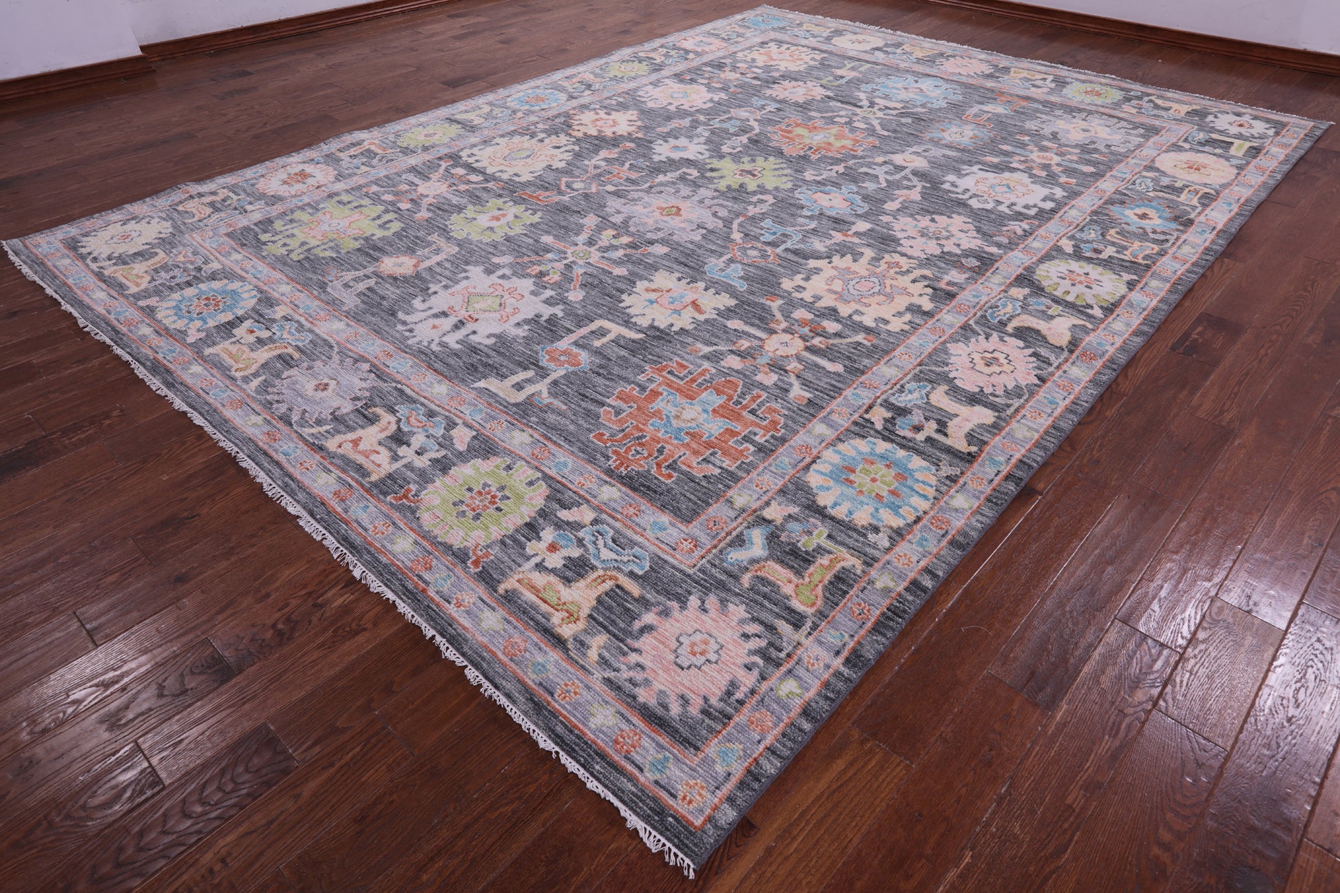 Grey Turkish Oushak Hand Knotted Wool Rug - 10' 0" X 13' 11" - Golden Nile