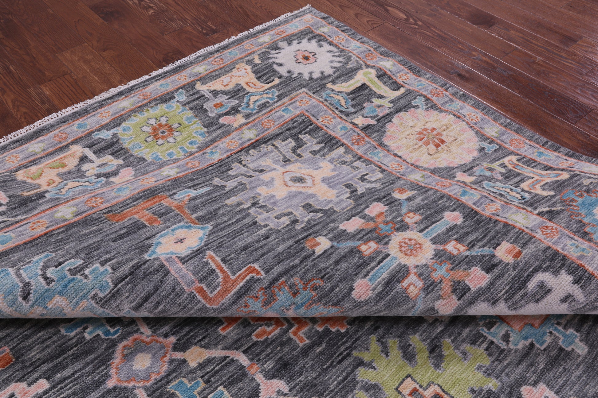 Grey Turkish Oushak Hand Knotted Wool Rug - 10' 0" X 13' 11" - Golden Nile