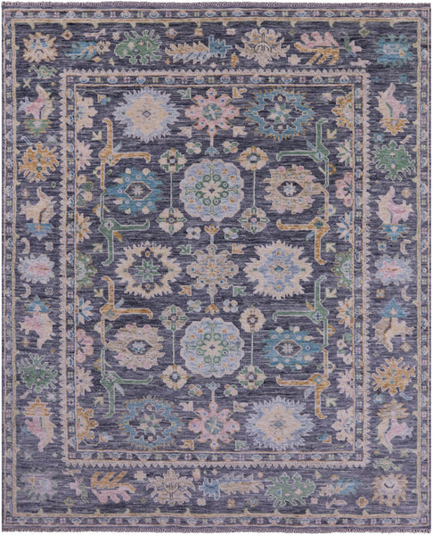 Grey Turkish Oushak Hand Knotted Wool Rug - 7' 11" X 9' 11" - Golden Nile