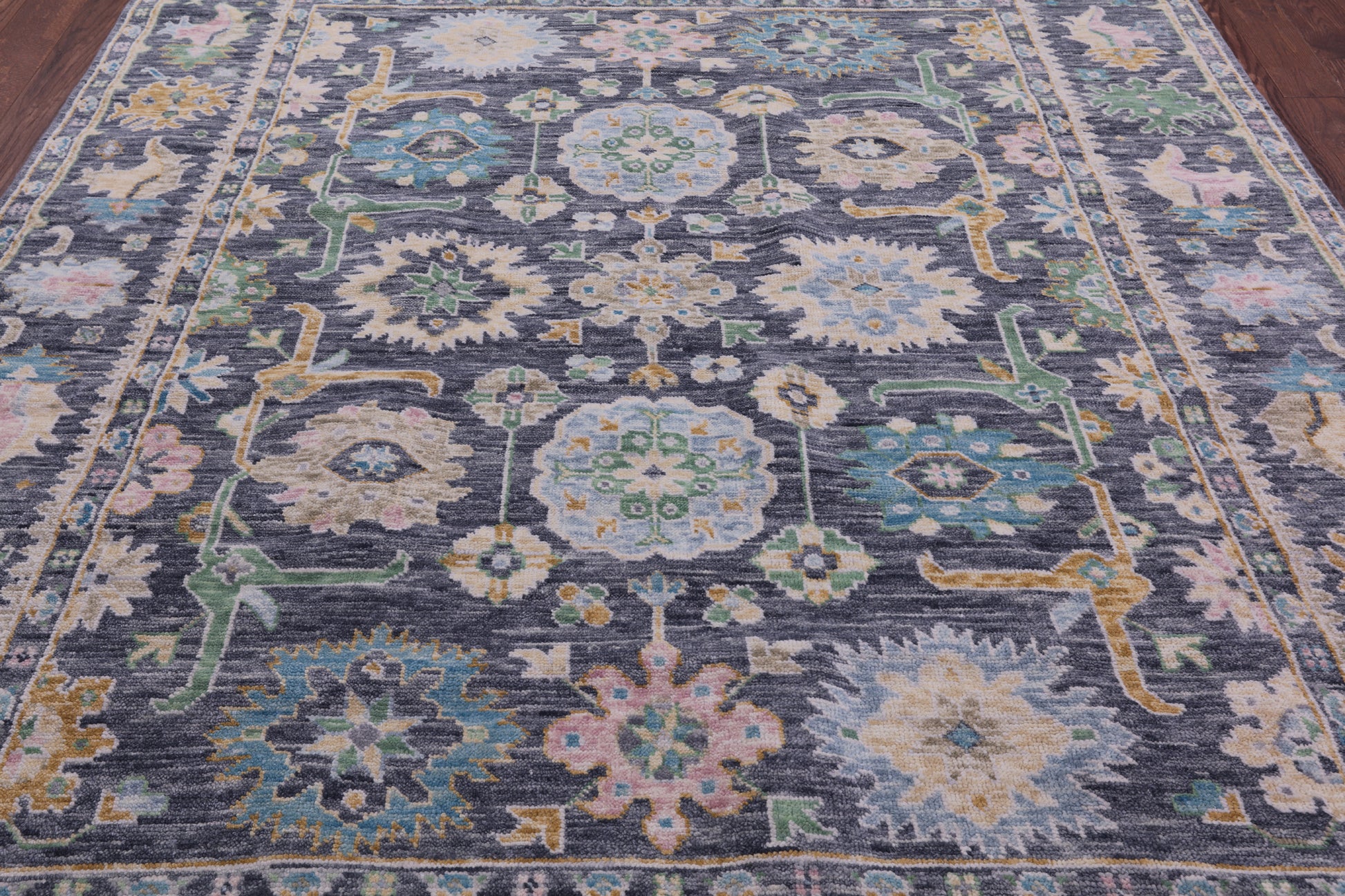 Grey Turkish Oushak Hand Knotted Wool Rug - 7' 11" X 9' 11" - Golden Nile