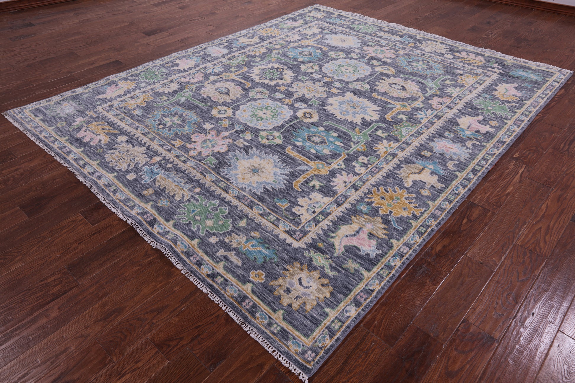 Grey Turkish Oushak Hand Knotted Wool Rug - 7' 11" X 9' 11" - Golden Nile