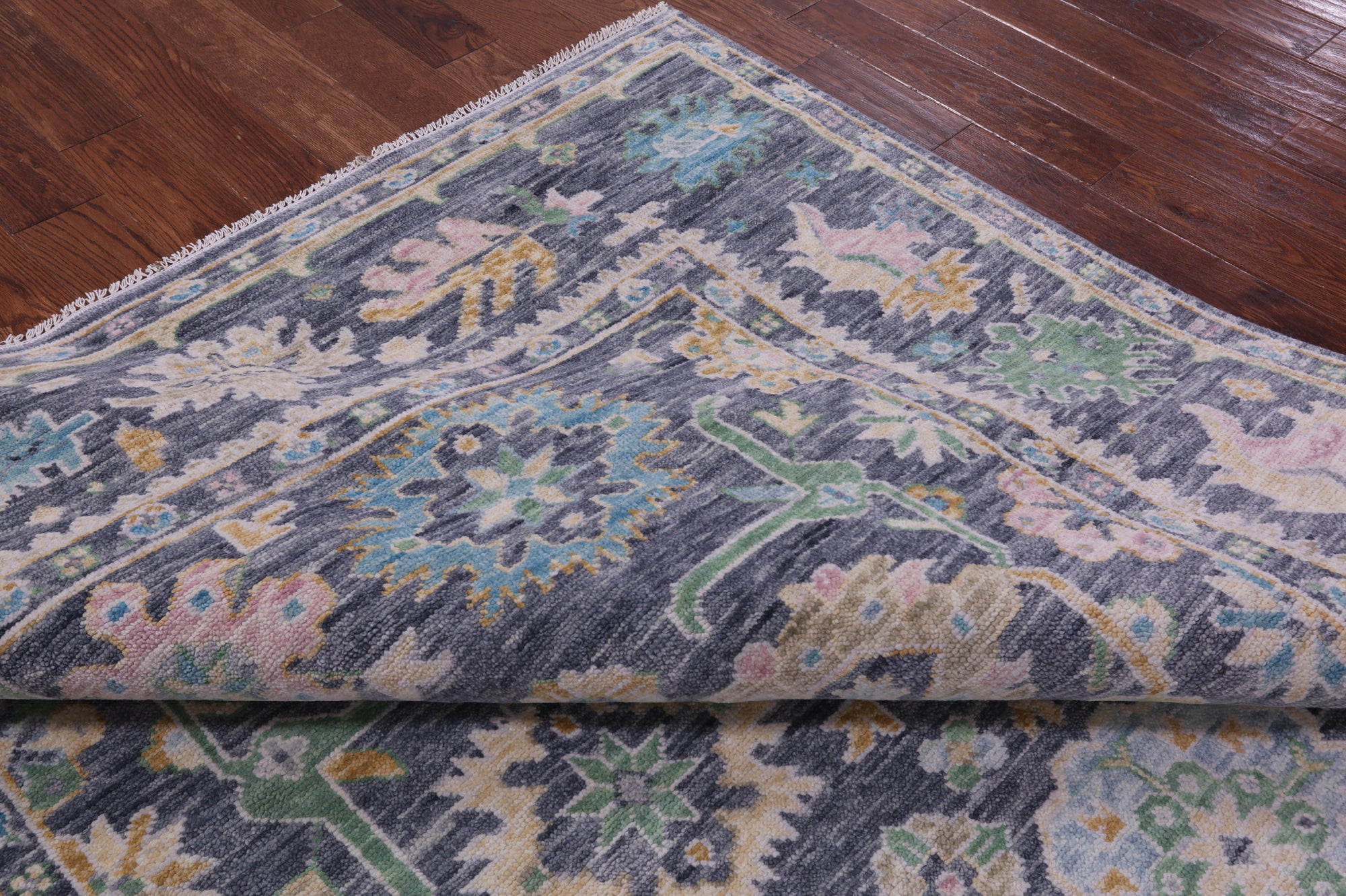 Grey Turkish Oushak Hand Knotted Wool Rug - 7' 11" X 9' 11" - Golden Nile