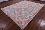 Grey Super Kazak Hand Knotted Wool Rug - 9' 1" X 12' 0" - Golden Nile