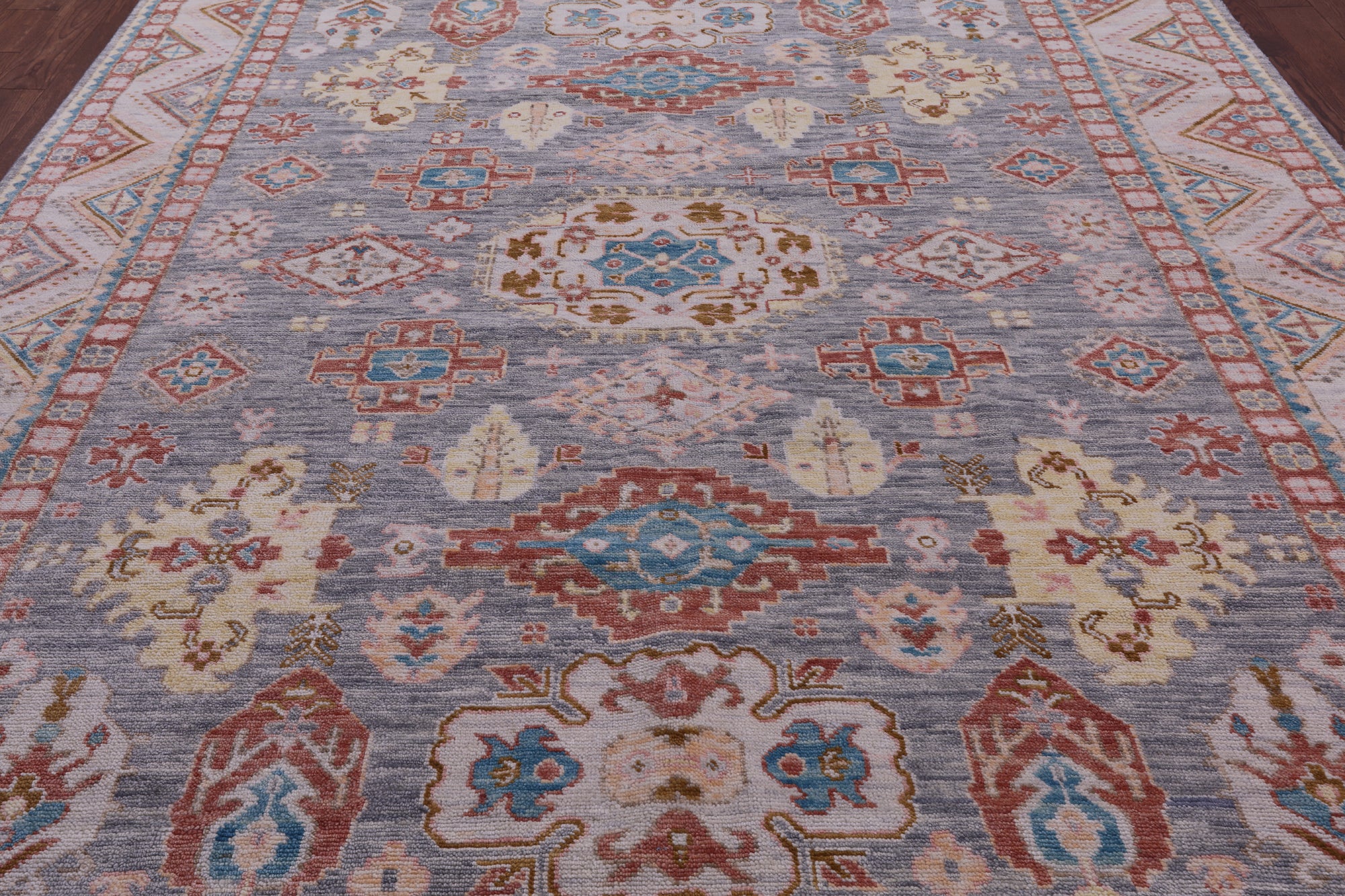Grey Super Kazak Hand Knotted Wool Rug - 9' 1" X 12' 0" - Golden Nile