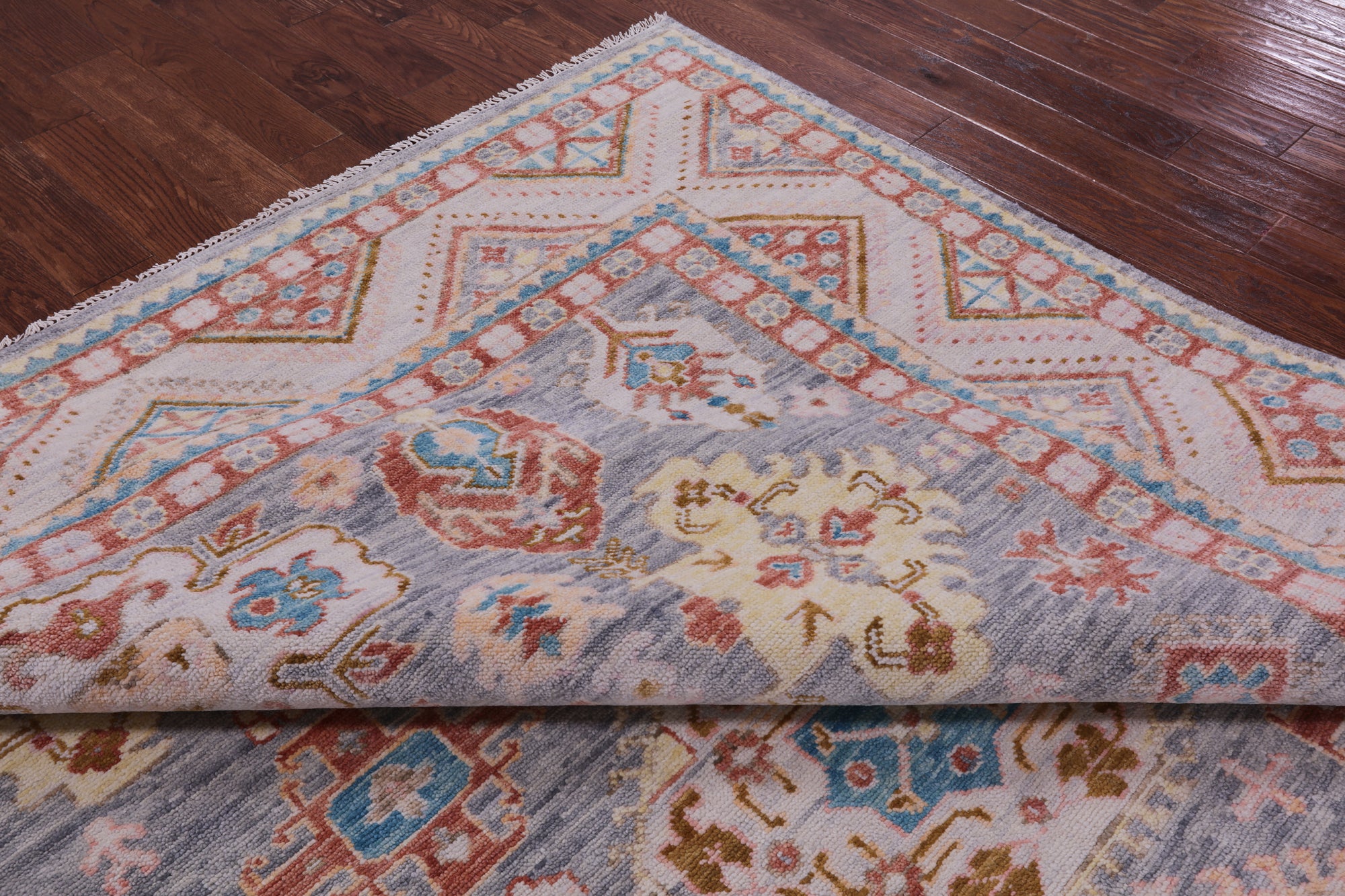 Grey Super Kazak Hand Knotted Wool Rug - 9' 1" X 12' 0" - Golden Nile