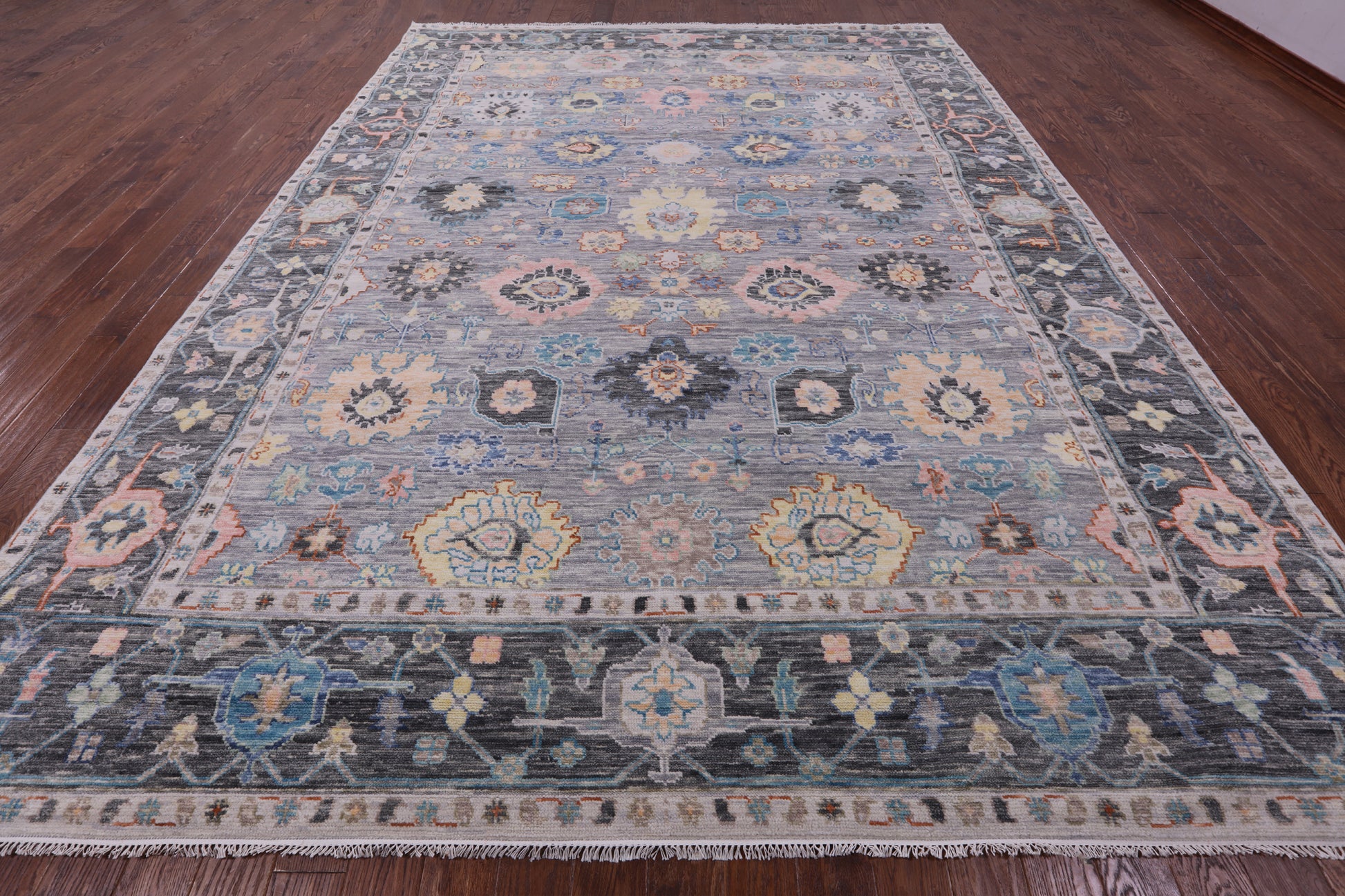 Grey Turkish Oushak Hand Knotted Wool Rug - 10' 3" X 14' 0" - Golden Nile