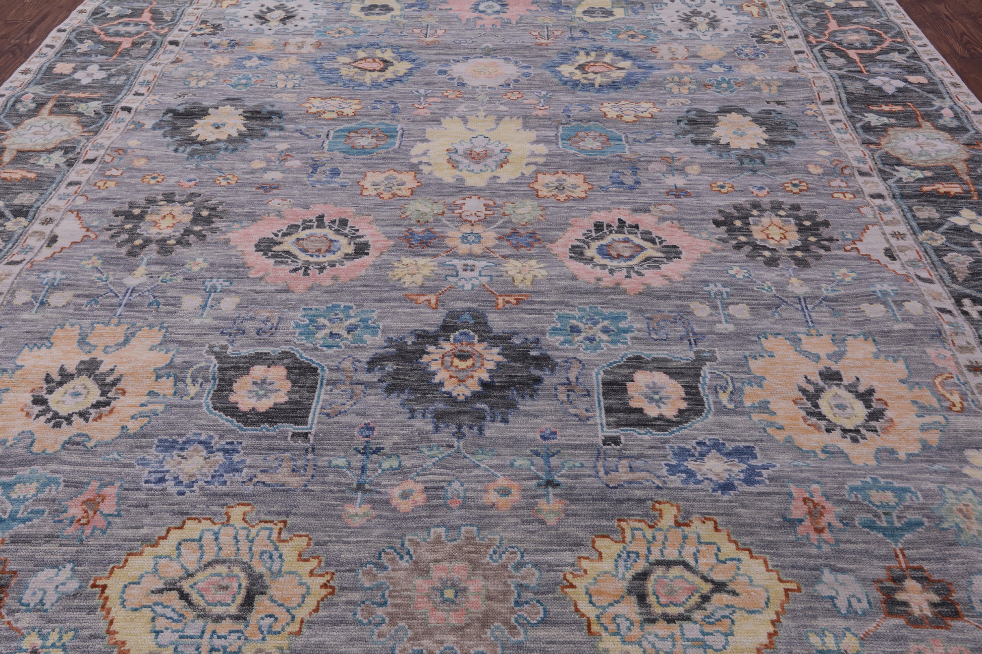 Grey Turkish Oushak Hand Knotted Wool Rug - 10' 3" X 14' 0" - Golden Nile
