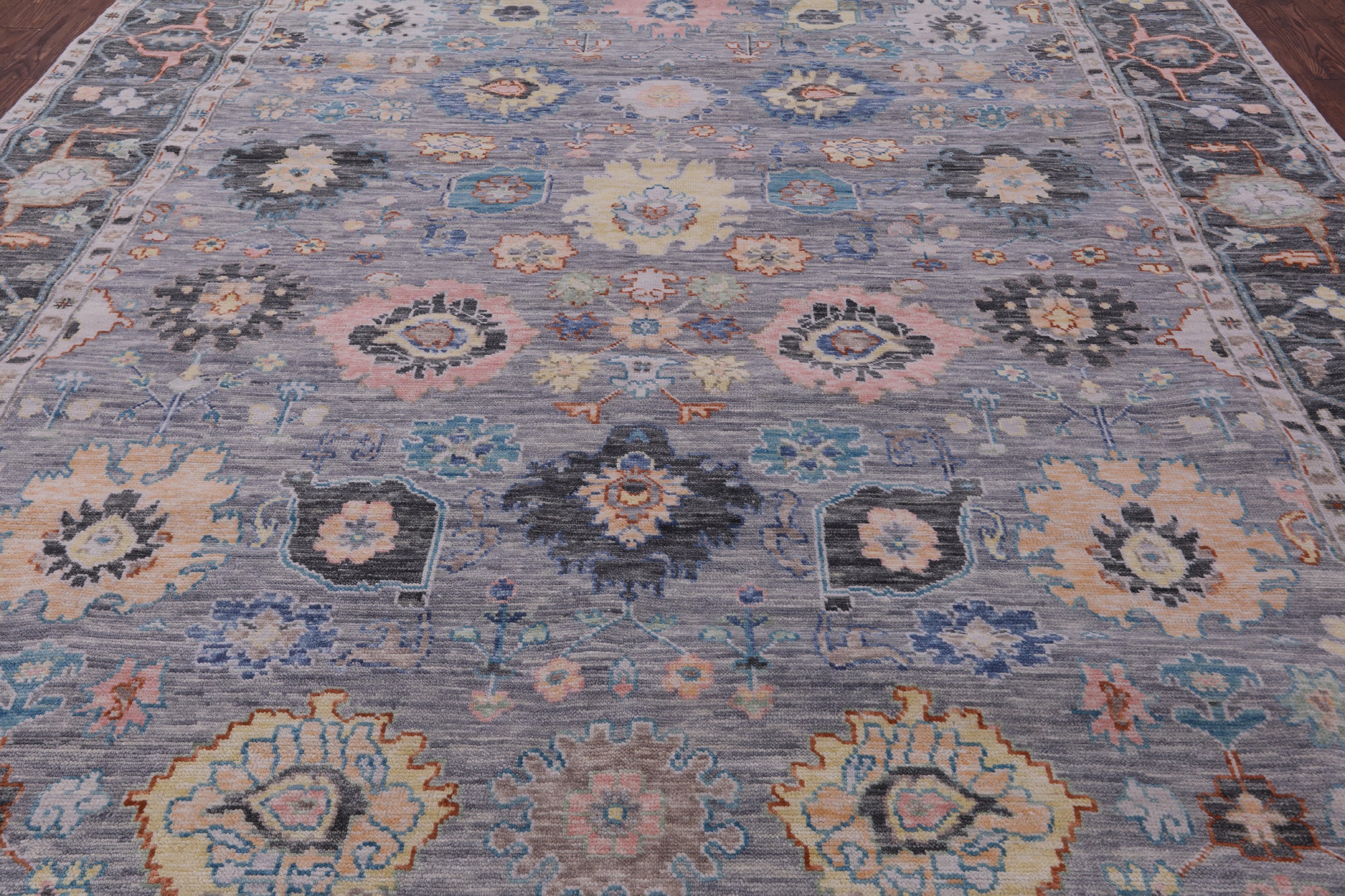 Grey Turkish Oushak Hand Knotted Wool Rug - 10' 3" X 14' 0" - Golden Nile