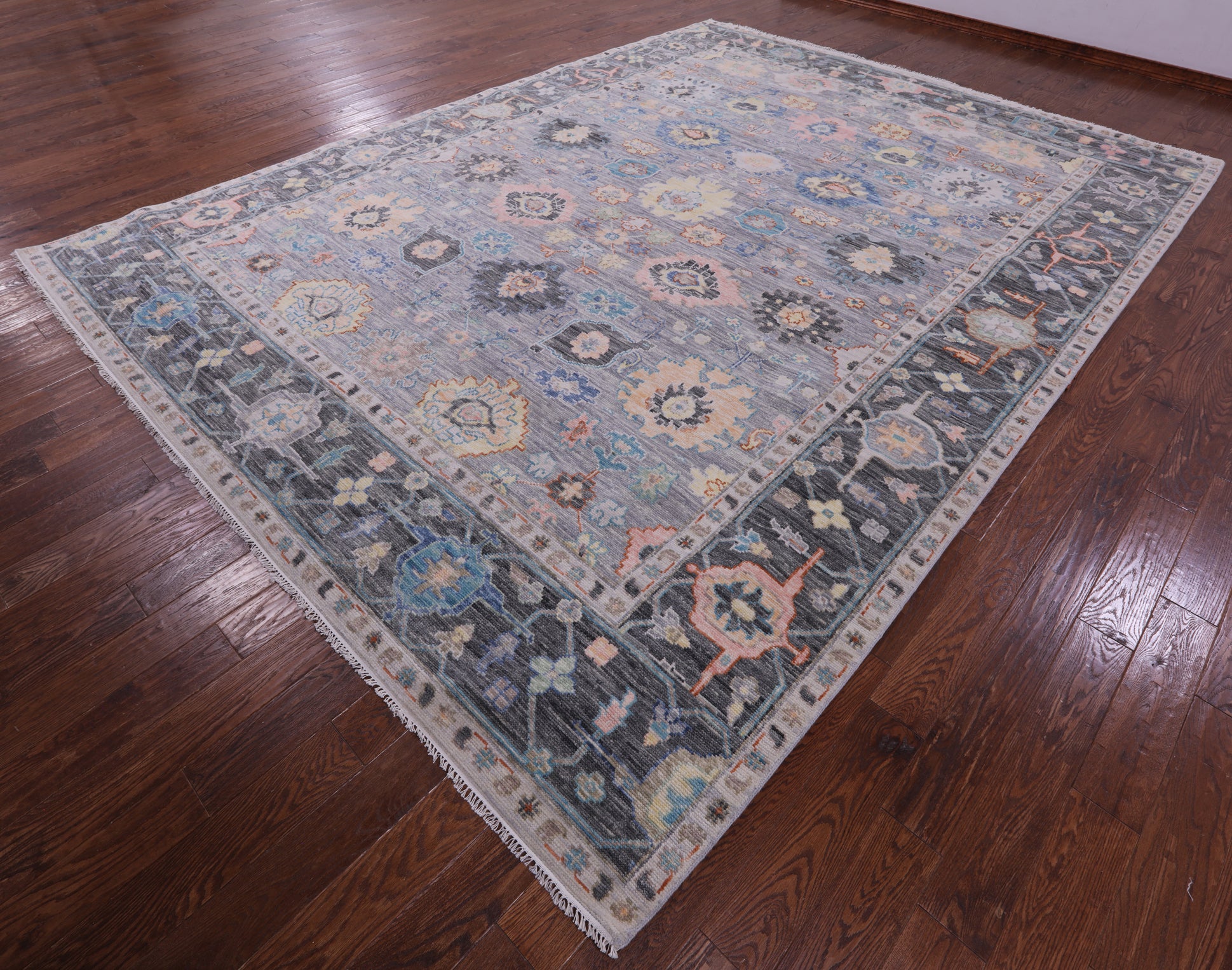 Grey Turkish Oushak Hand Knotted Wool Rug - 10' 3" X 14' 0" - Golden Nile