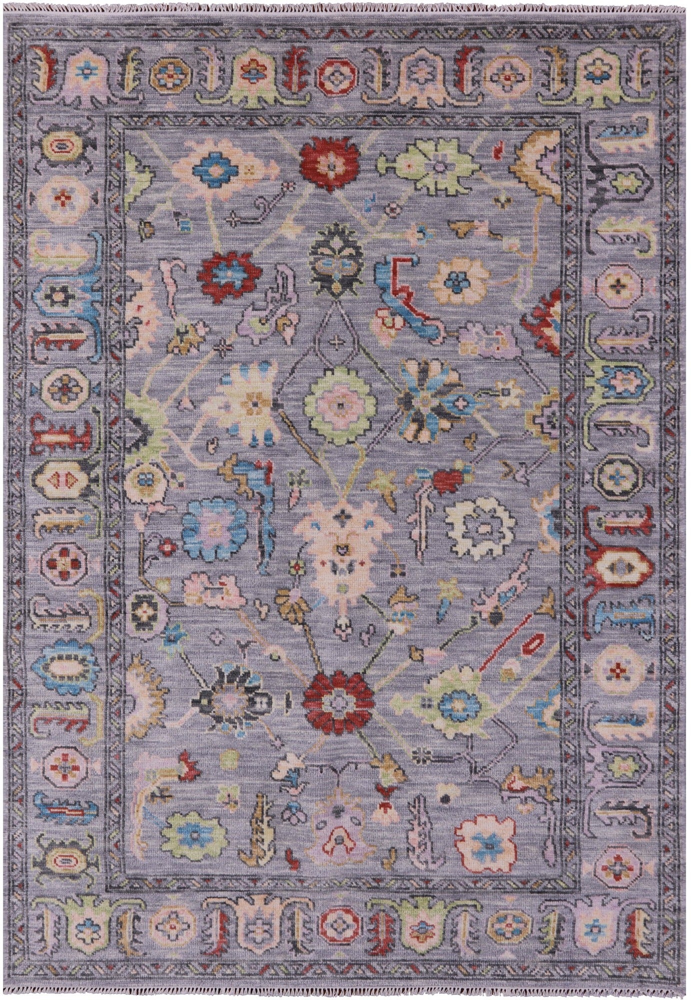 Grey Turkish Oushak Hand Knotted Wool Rug - 6' 2" X 8' 11" - Golden Nile