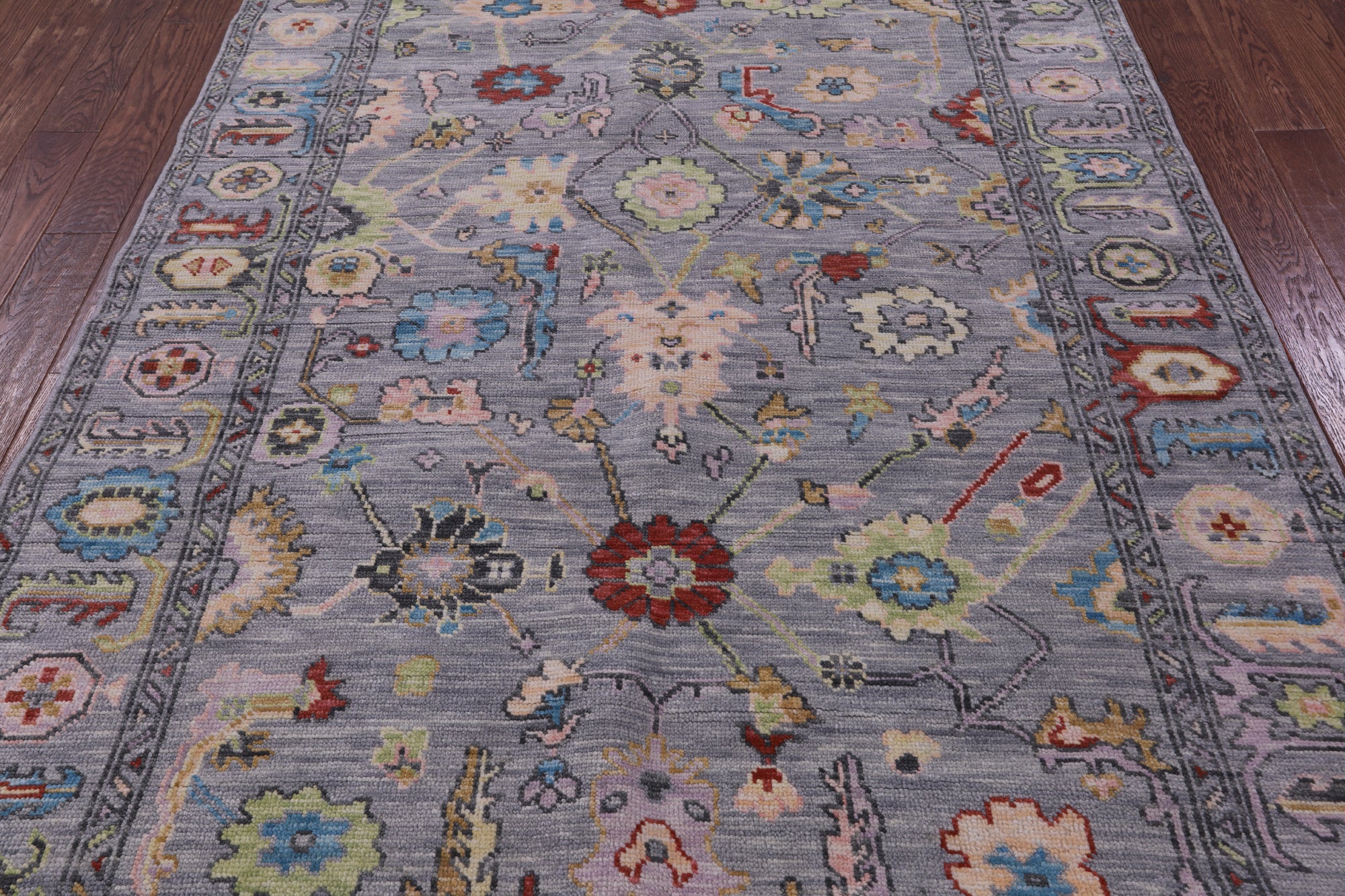 Grey Turkish Oushak Hand Knotted Wool Rug - 6' 2" X 8' 11" - Golden Nile