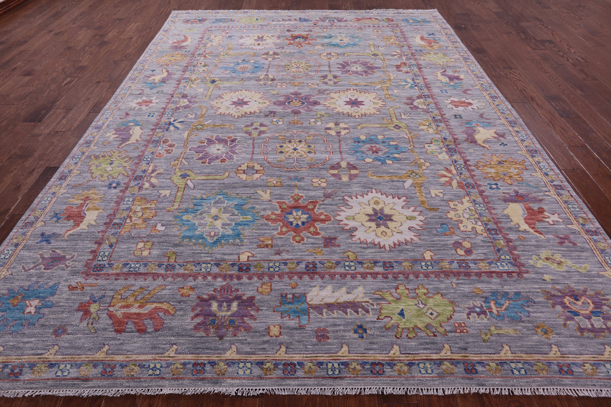 Grey Turkish Oushak Hand Knotted Wool Rug - 8' 10" X 11' 11" - Golden Nile