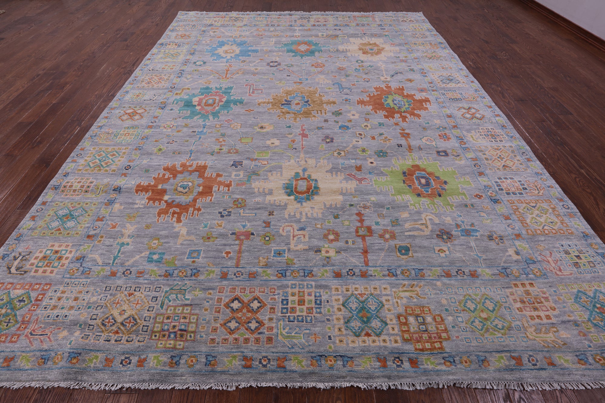 Grey Turkish Oushak Hand Knotted Wool Rug - 10' 3" X 13' 11" - Golden Nile