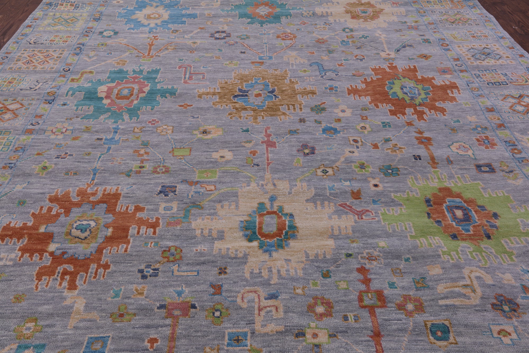 Grey Turkish Oushak Hand Knotted Wool Rug - 10' 3" X 13' 11" - Golden Nile
