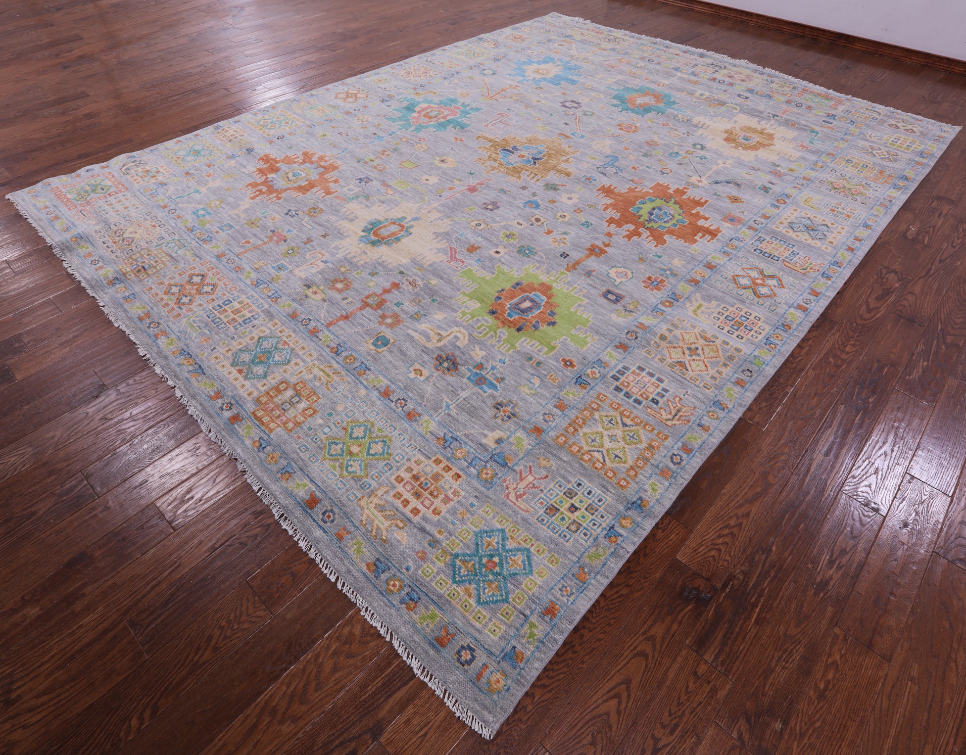 Grey Turkish Oushak Hand Knotted Wool Rug - 10' 3" X 13' 11" - Golden Nile