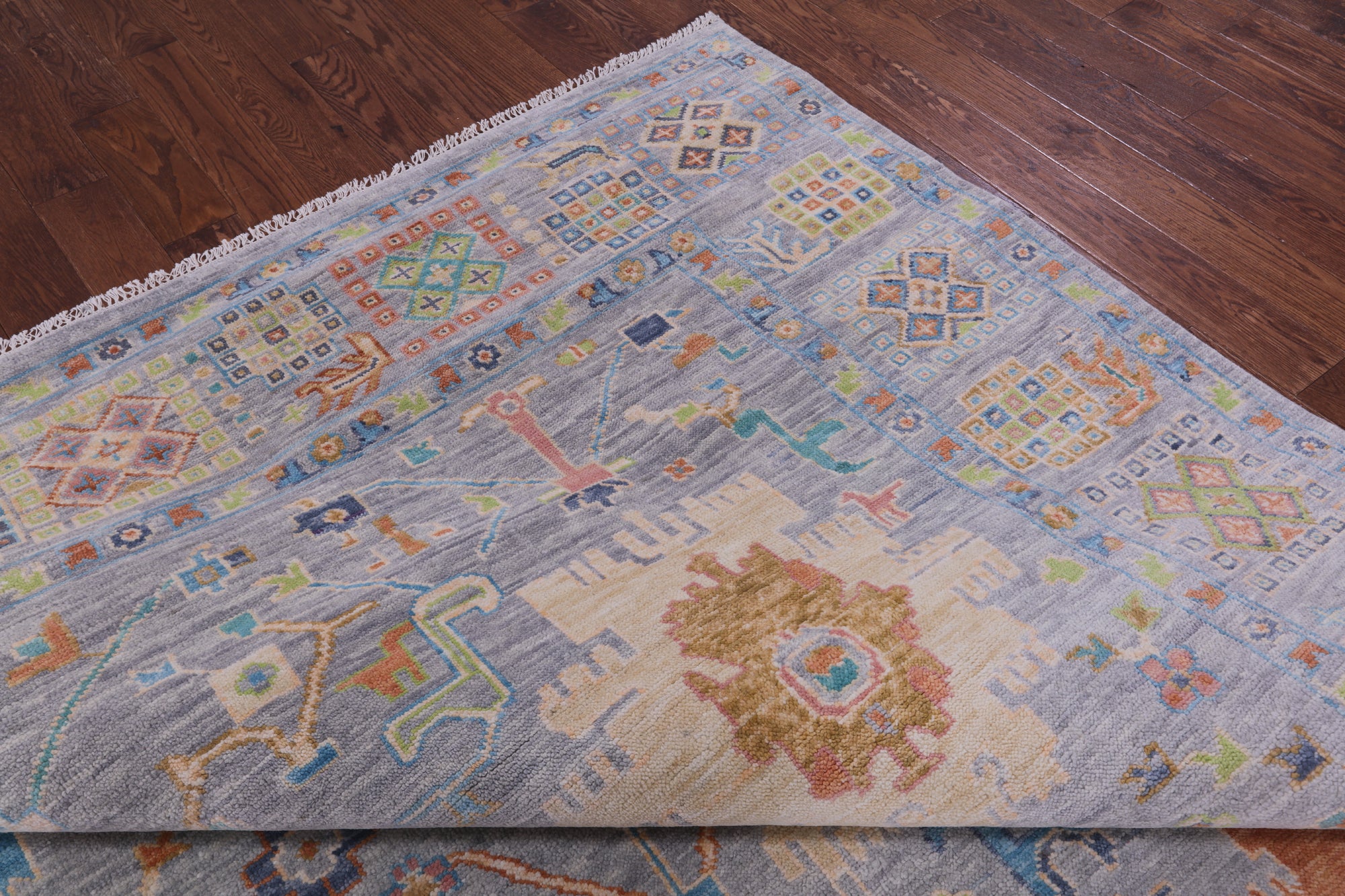 Grey Turkish Oushak Hand Knotted Wool Rug - 10' 3" X 13' 11" - Golden Nile