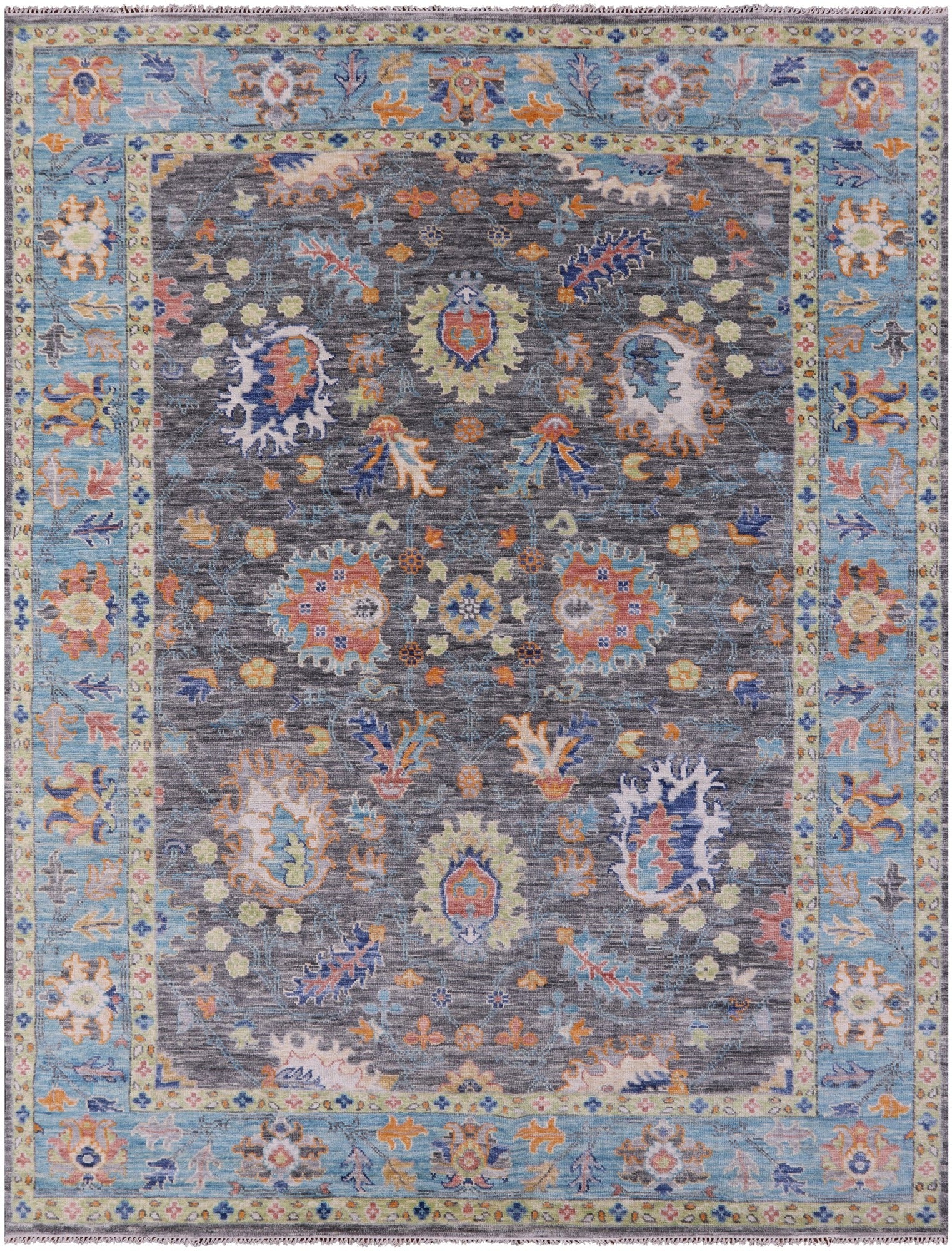 Grey Turkish Oushak Hand Knotted Wool Rug - 9' 3" X 12' 3" - Golden Nile