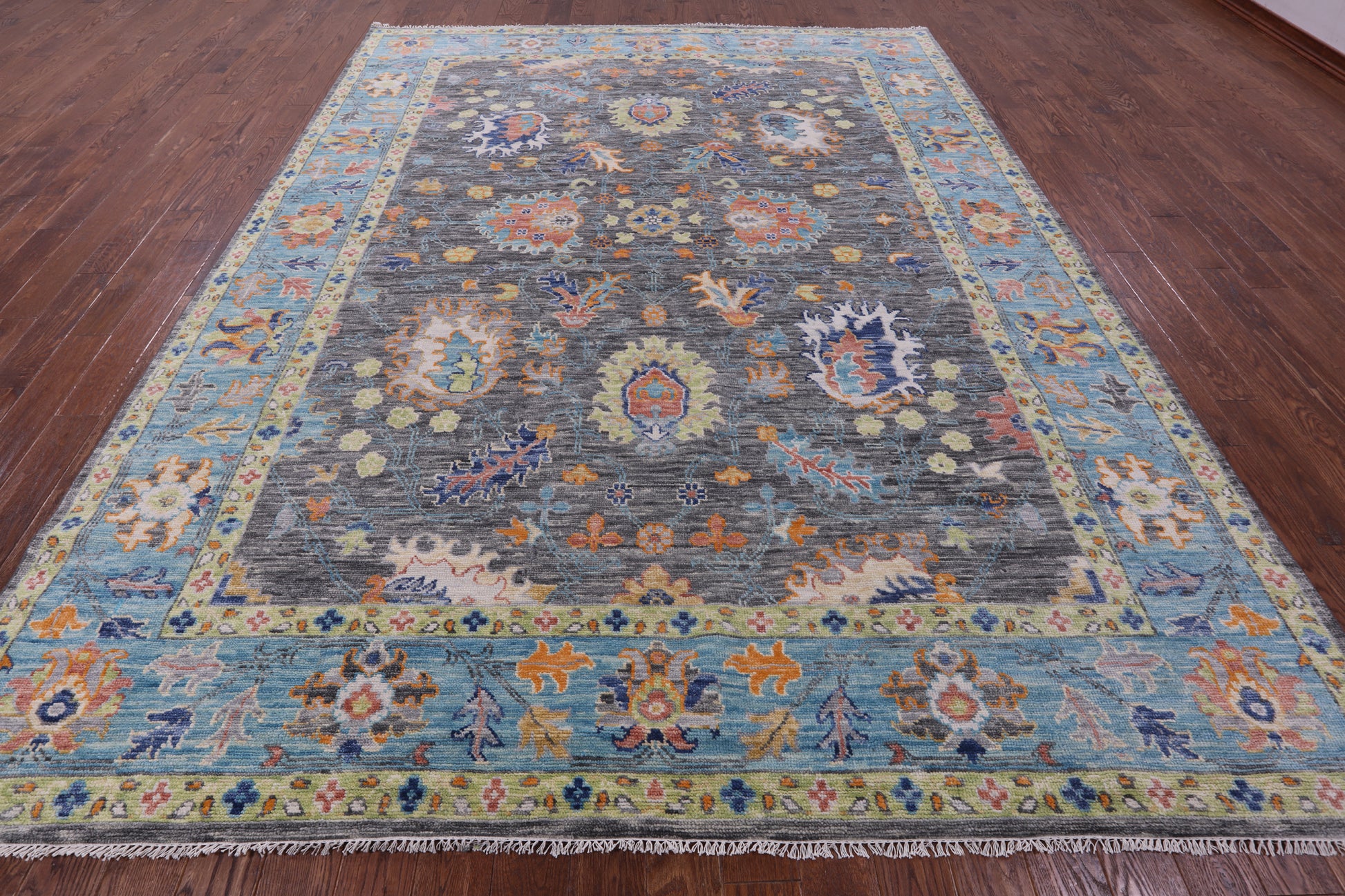 Grey Turkish Oushak Hand Knotted Wool Rug - 9' 3" X 12' 3" - Golden Nile