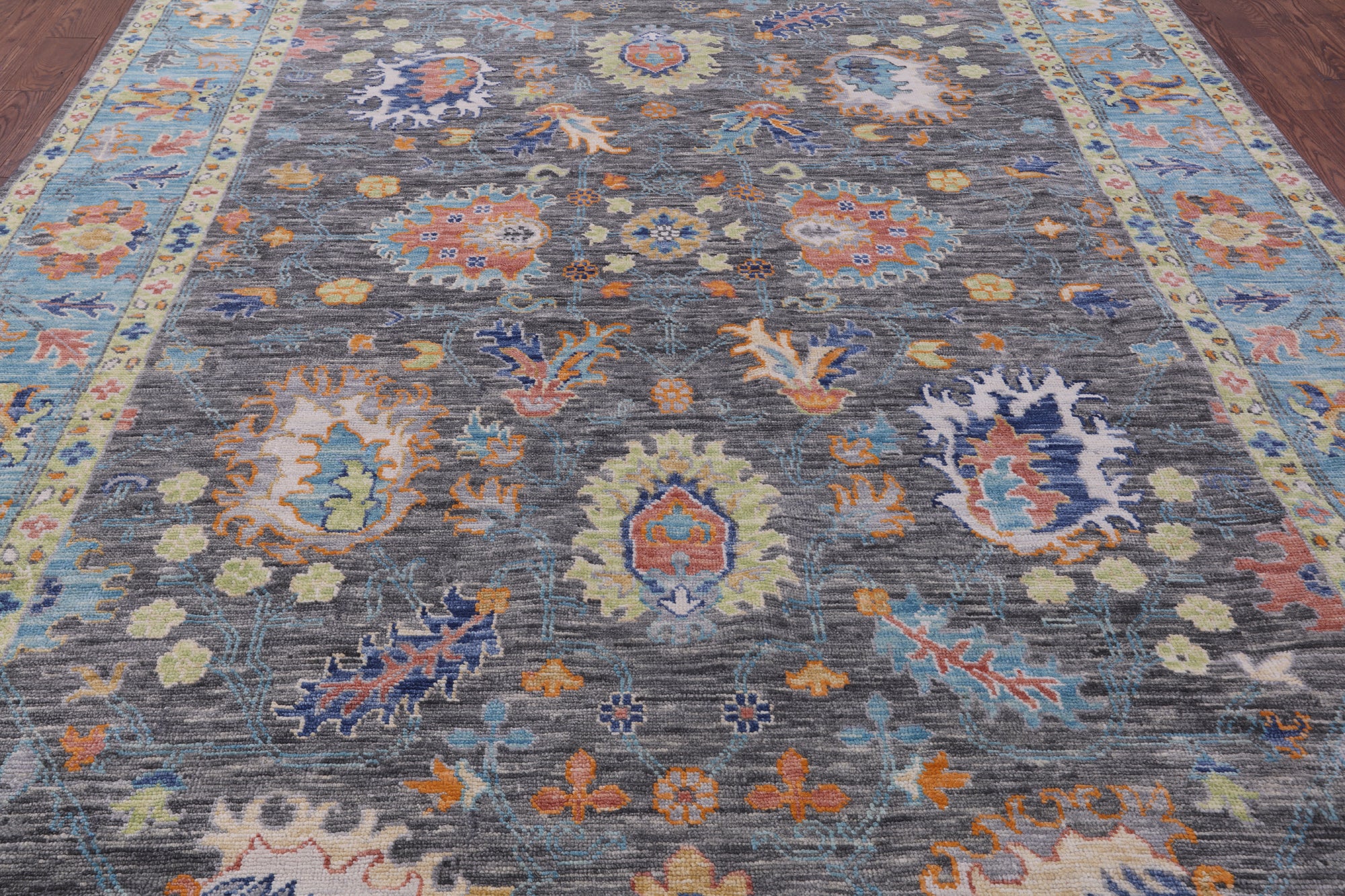 Grey Turkish Oushak Hand Knotted Wool Rug - 9' 3" X 12' 3" - Golden Nile