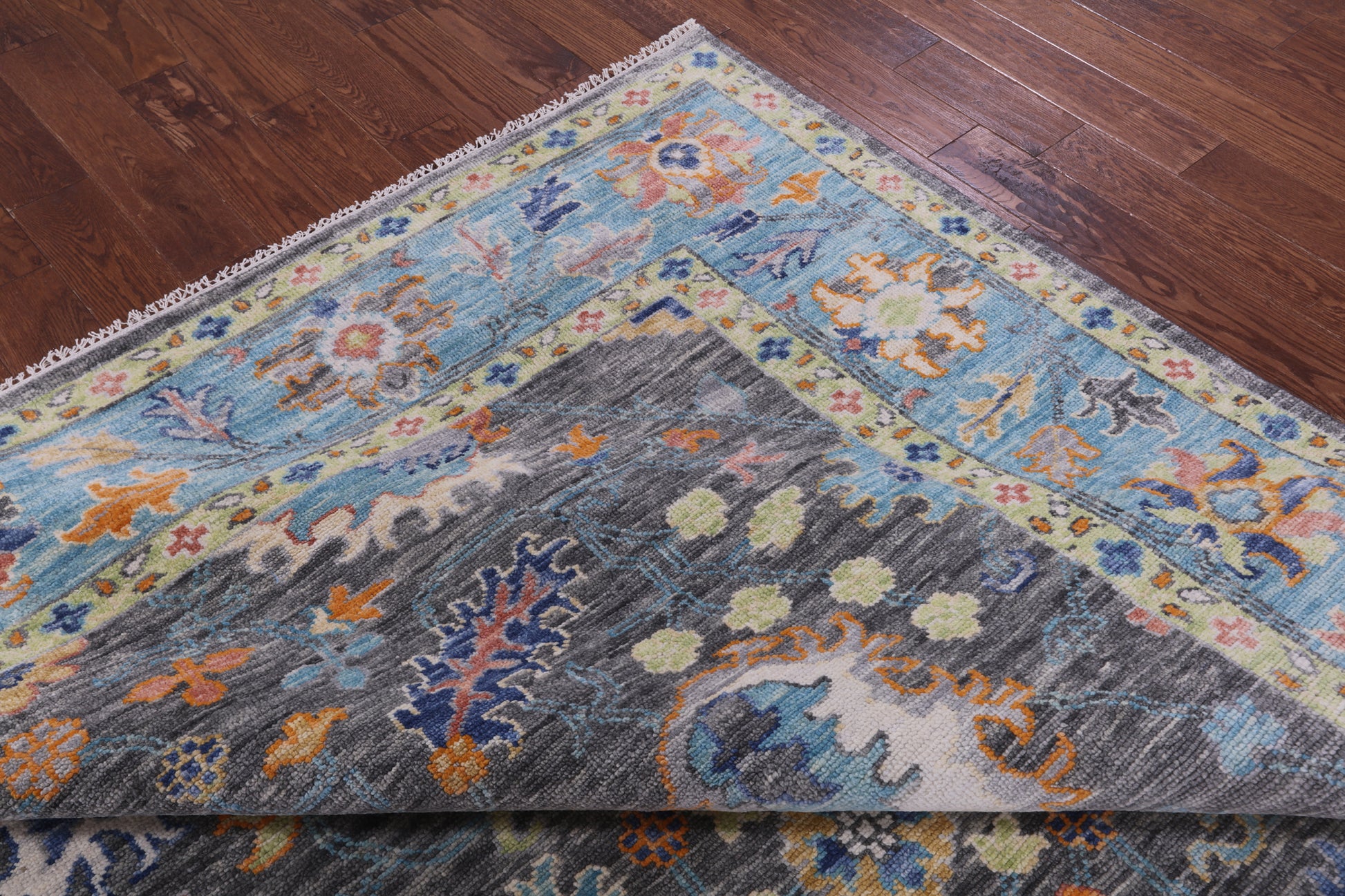Grey Turkish Oushak Hand Knotted Wool Rug - 9' 3" X 12' 3" - Golden Nile