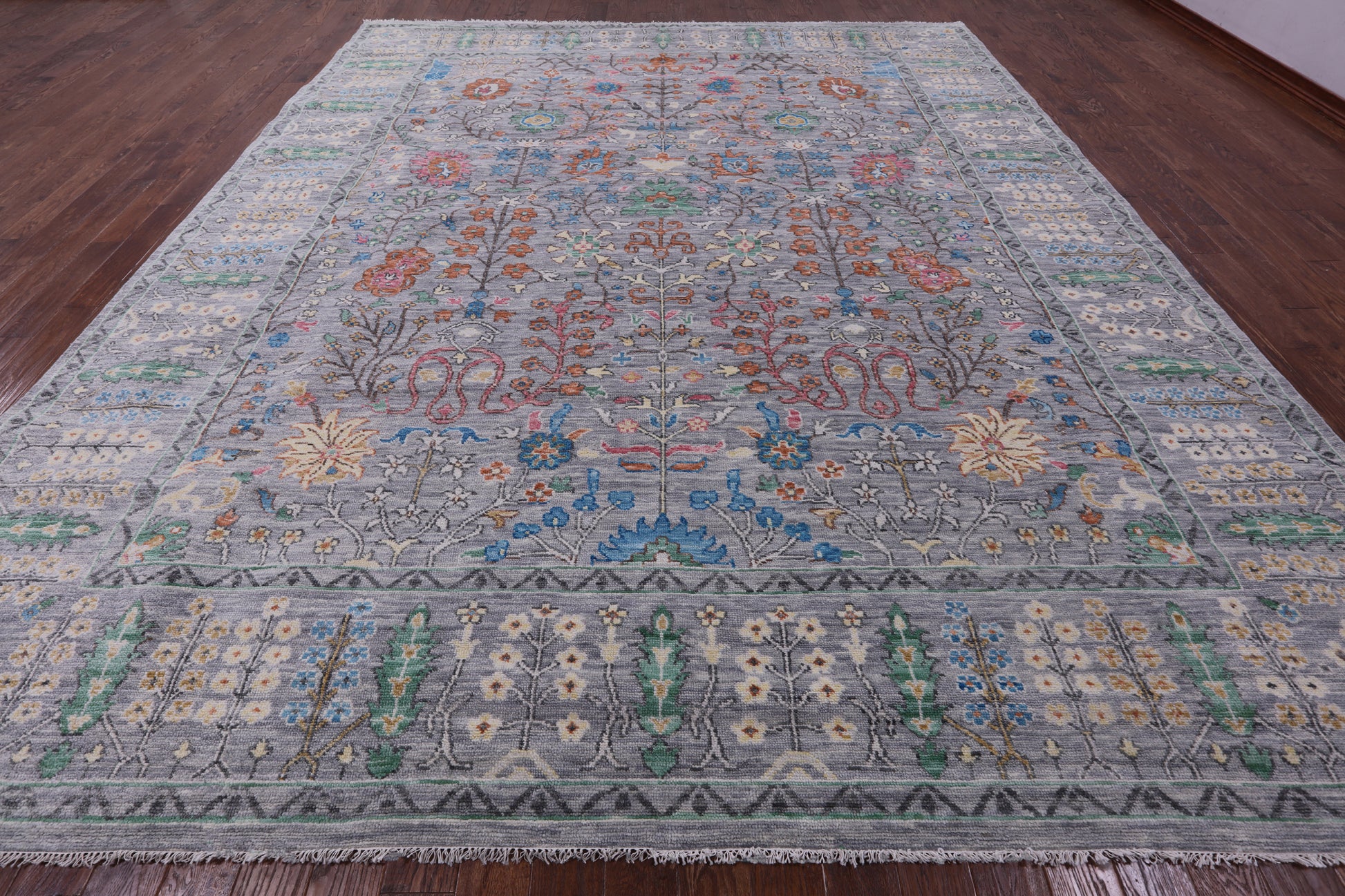 Grey Turkish Oushak Handmade Wool Rug - 12' 3" X 14' 9" - Golden Nile