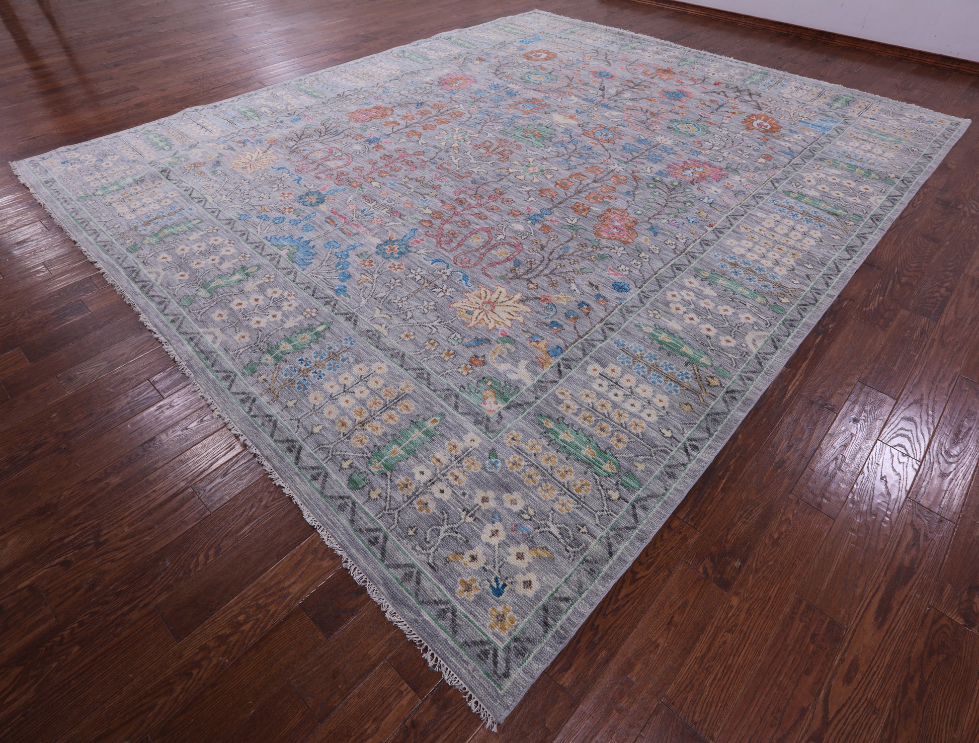 Grey Turkish Oushak Handmade Wool Rug - 12' 3" X 14' 9" - Golden Nile