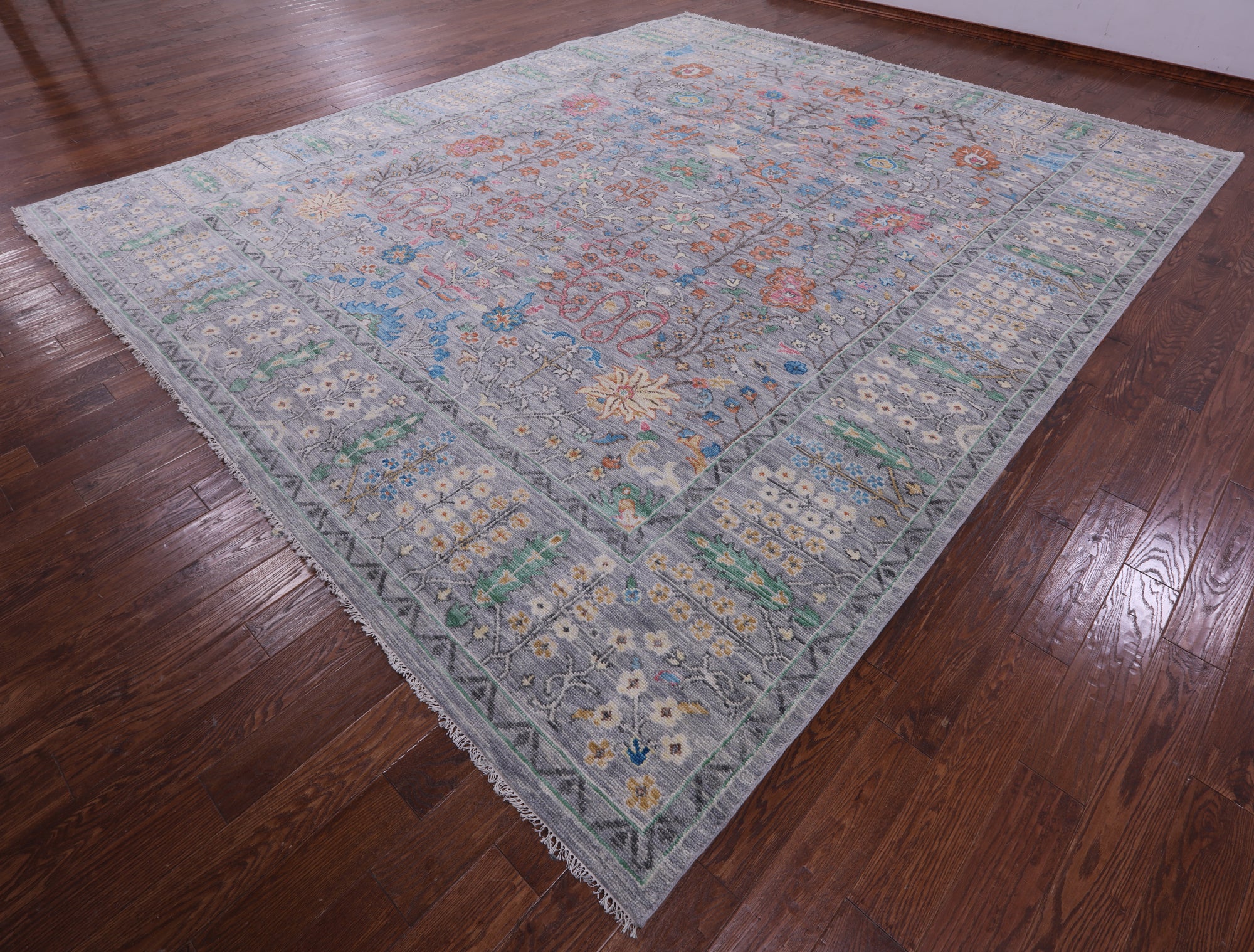 Grey Turkish Oushak Handmade Wool Rug - 12' 3" X 14' 9" - Golden Nile