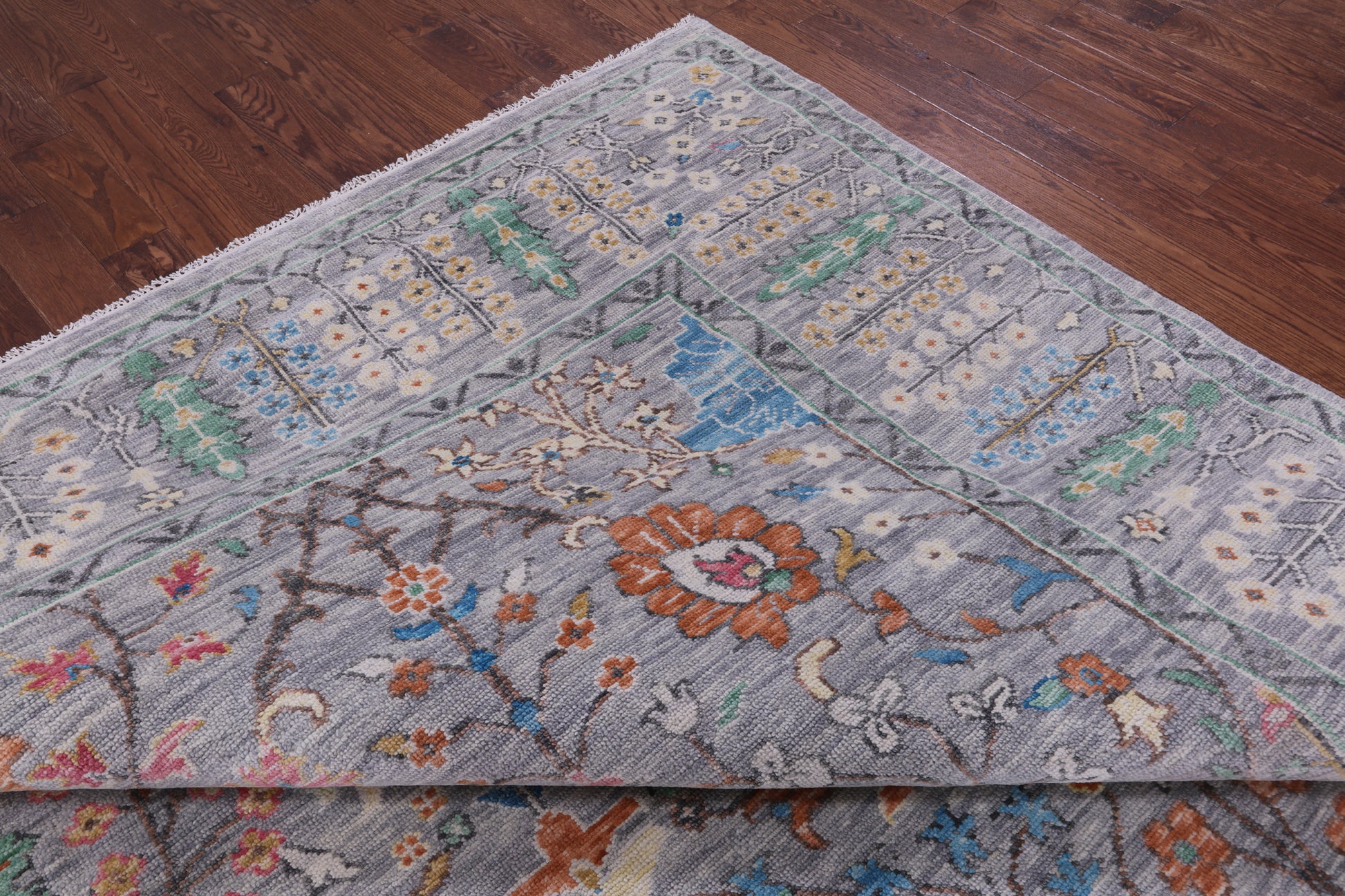 Grey Turkish Oushak Handmade Wool Rug - 12' 3" X 14' 9" - Golden Nile