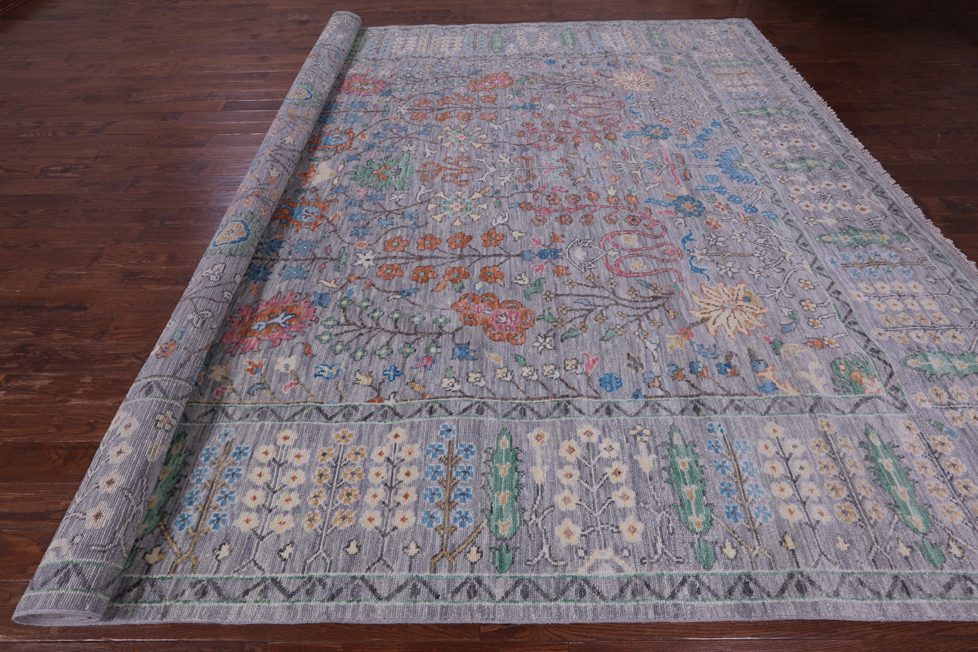 Grey Turkish Oushak Handmade Wool Rug - 12' 3" X 14' 9" - Golden Nile