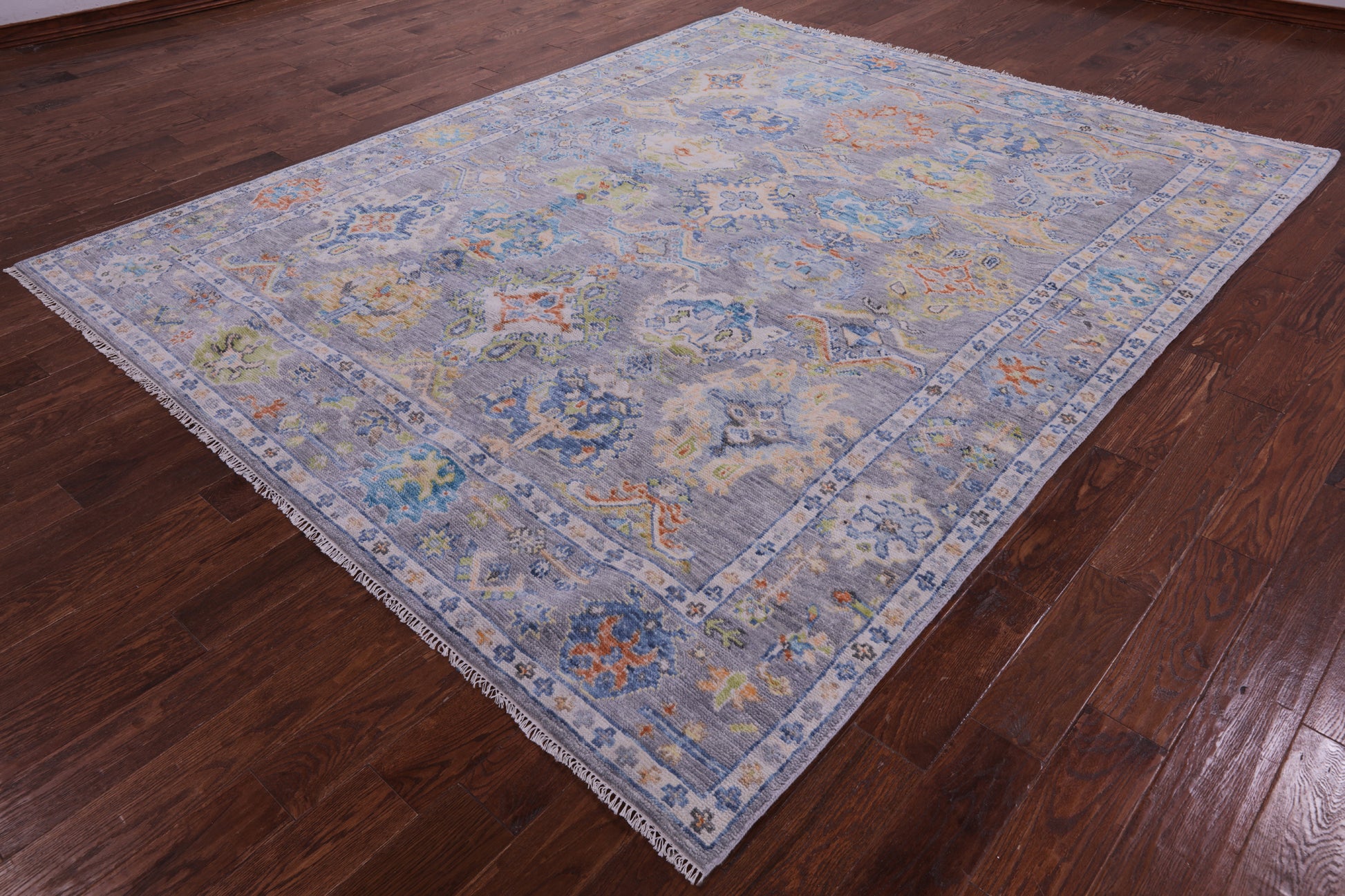 Grey Turkish Oushak Handmade Wool Rug - 8' 2" X 10' 2" - Golden Nile