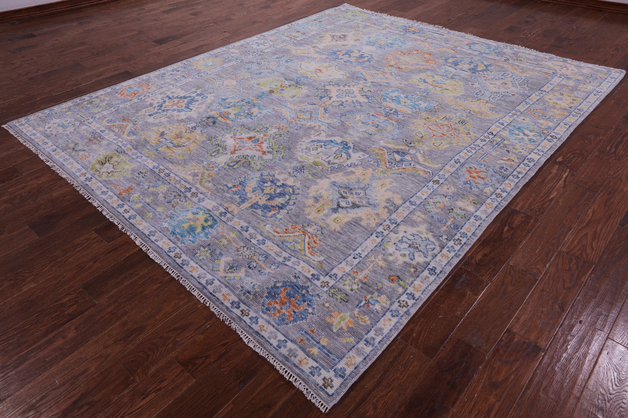 Grey Turkish Oushak Handmade Wool Rug - 8' 2" X 10' 2" - Golden Nile