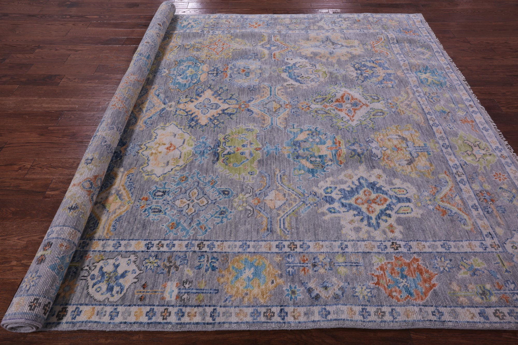 Grey Turkish Oushak Handmade Wool Rug - 8' 2" X 10' 2" - Golden Nile