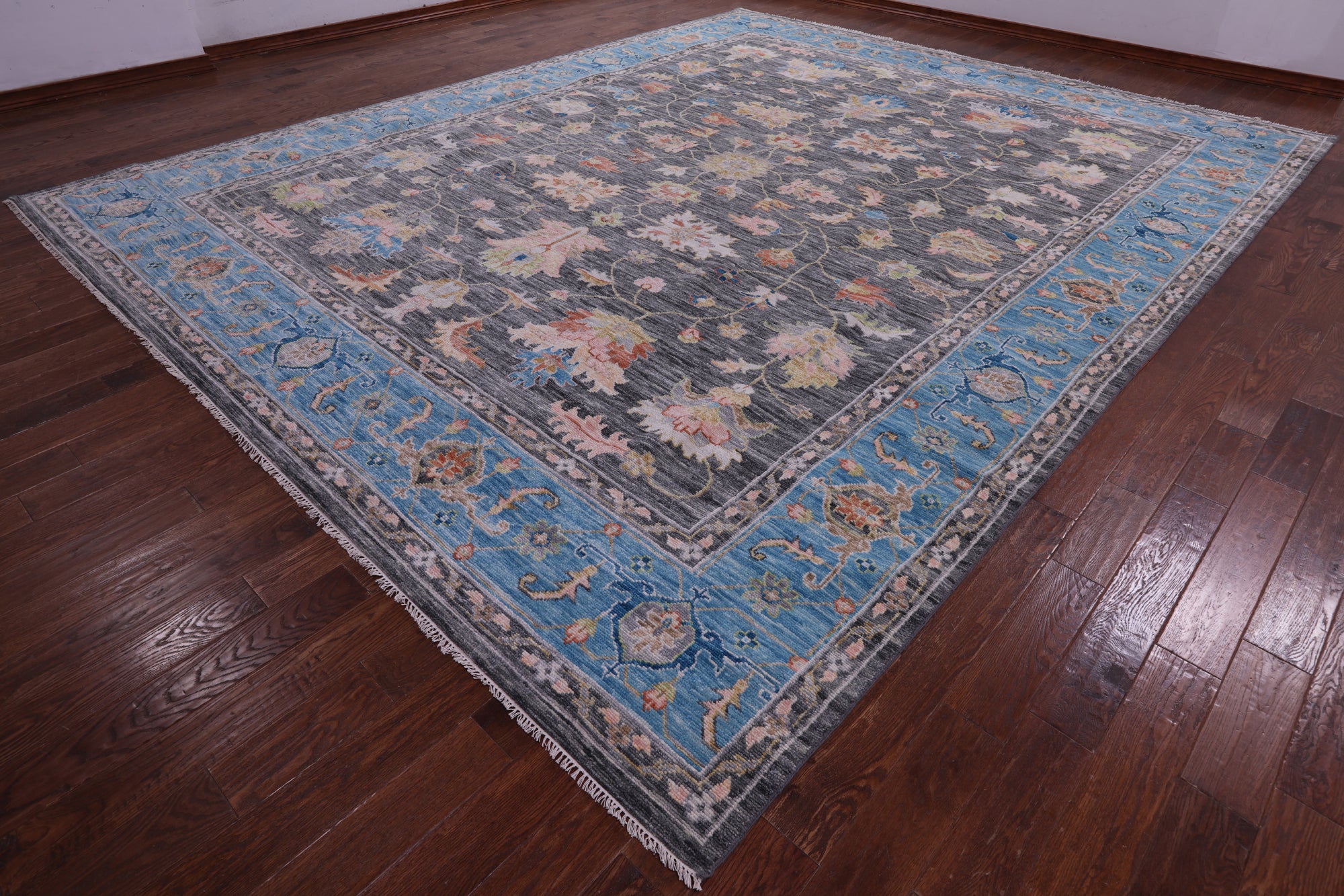 Grey Persian Fine Serapi Handmade Wool Rug - 12' 2" X 15' 1" - Golden Nile